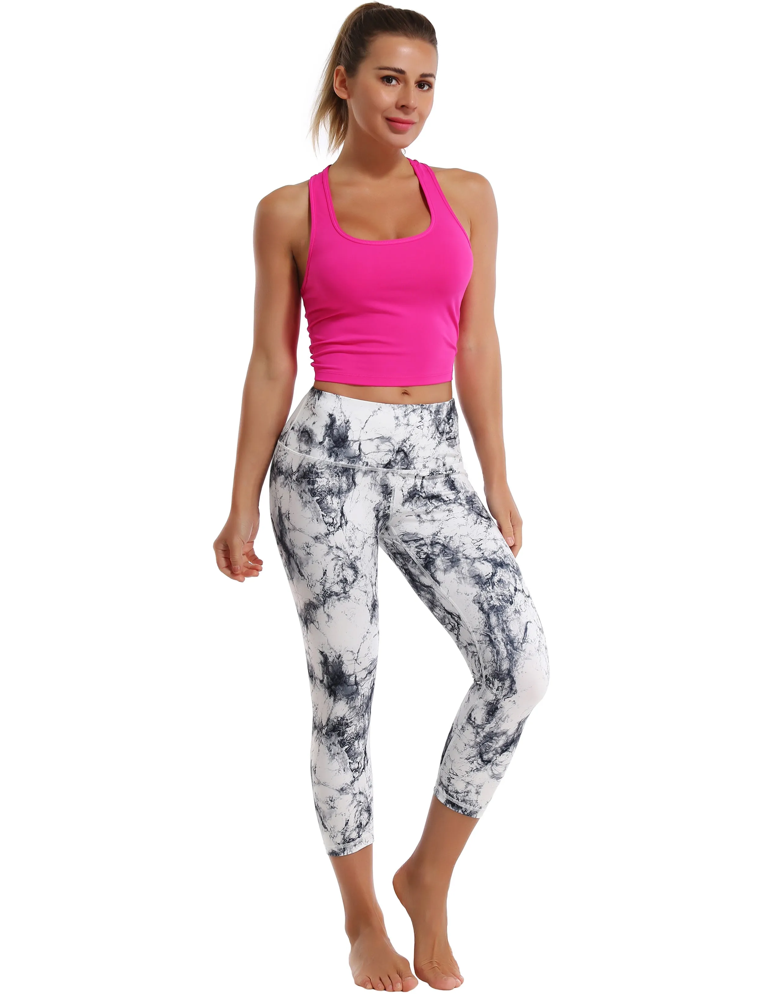 Racerback Athletic Crop Tank Tops magenta_Tall Size