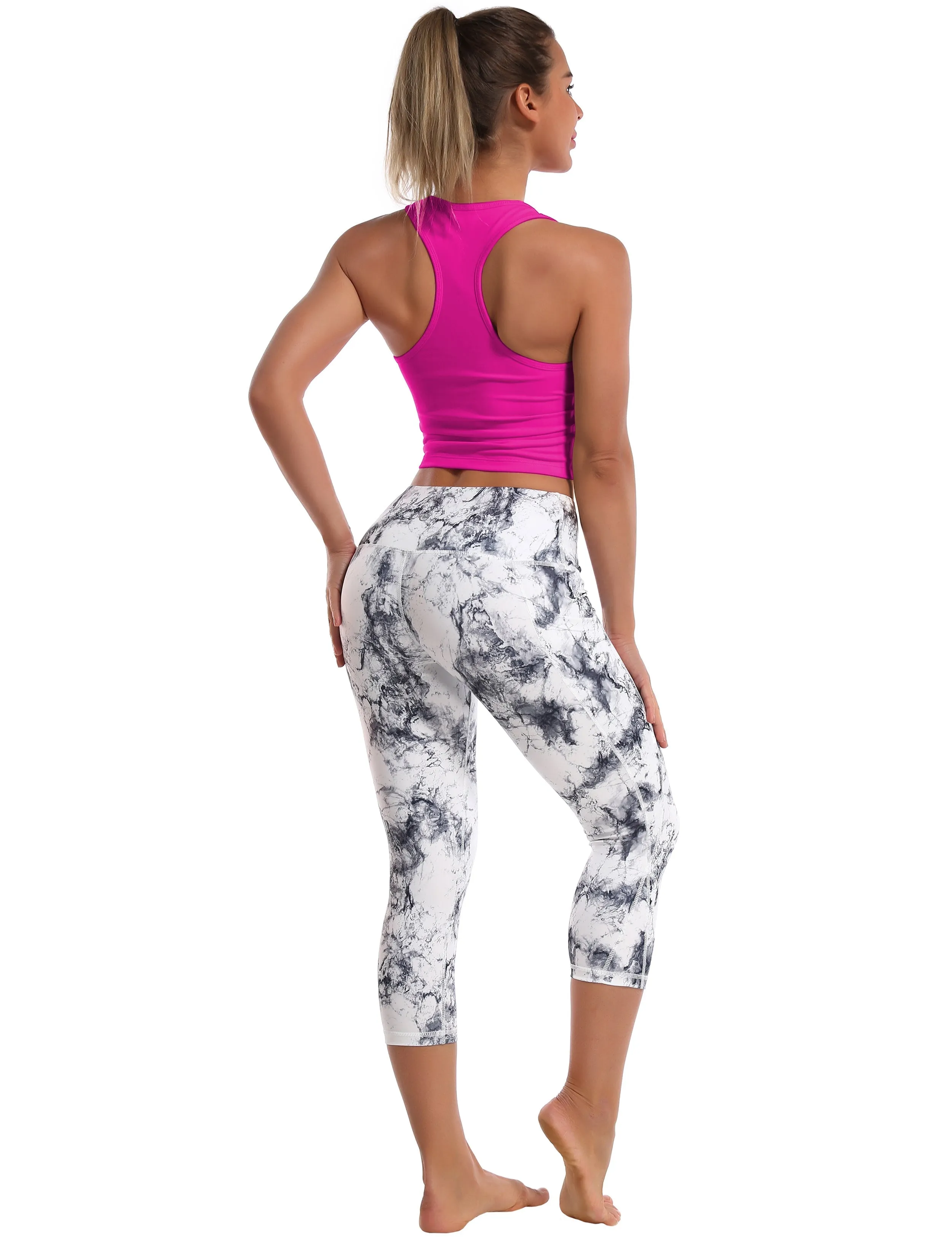 Racerback Athletic Crop Tank Tops magenta_Tall Size