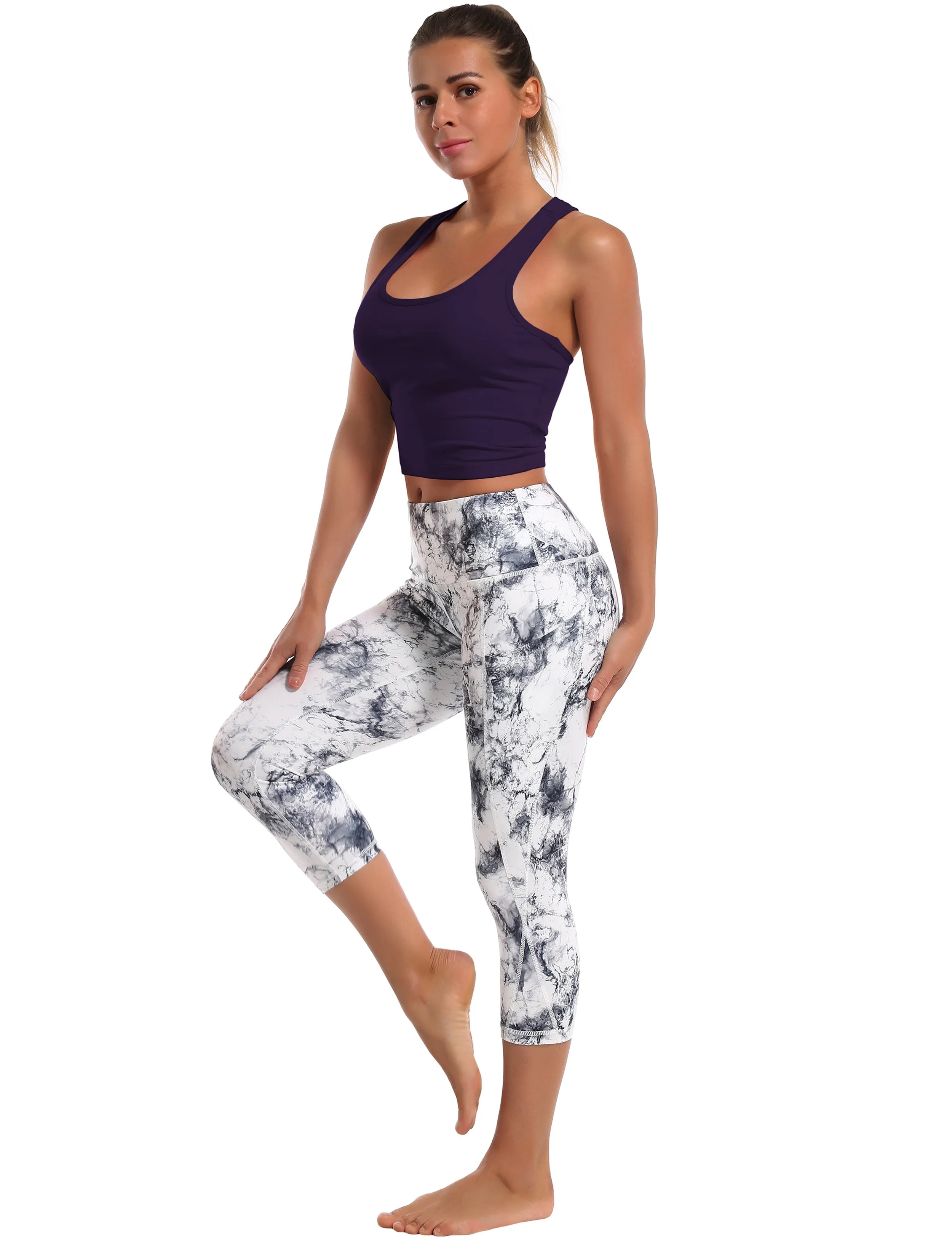 Racerback Athletic Crop Tank Tops midnightblue_Biking