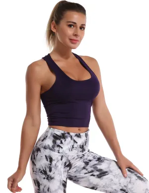 Racerback Athletic Crop Tank Tops midnightblue_Biking