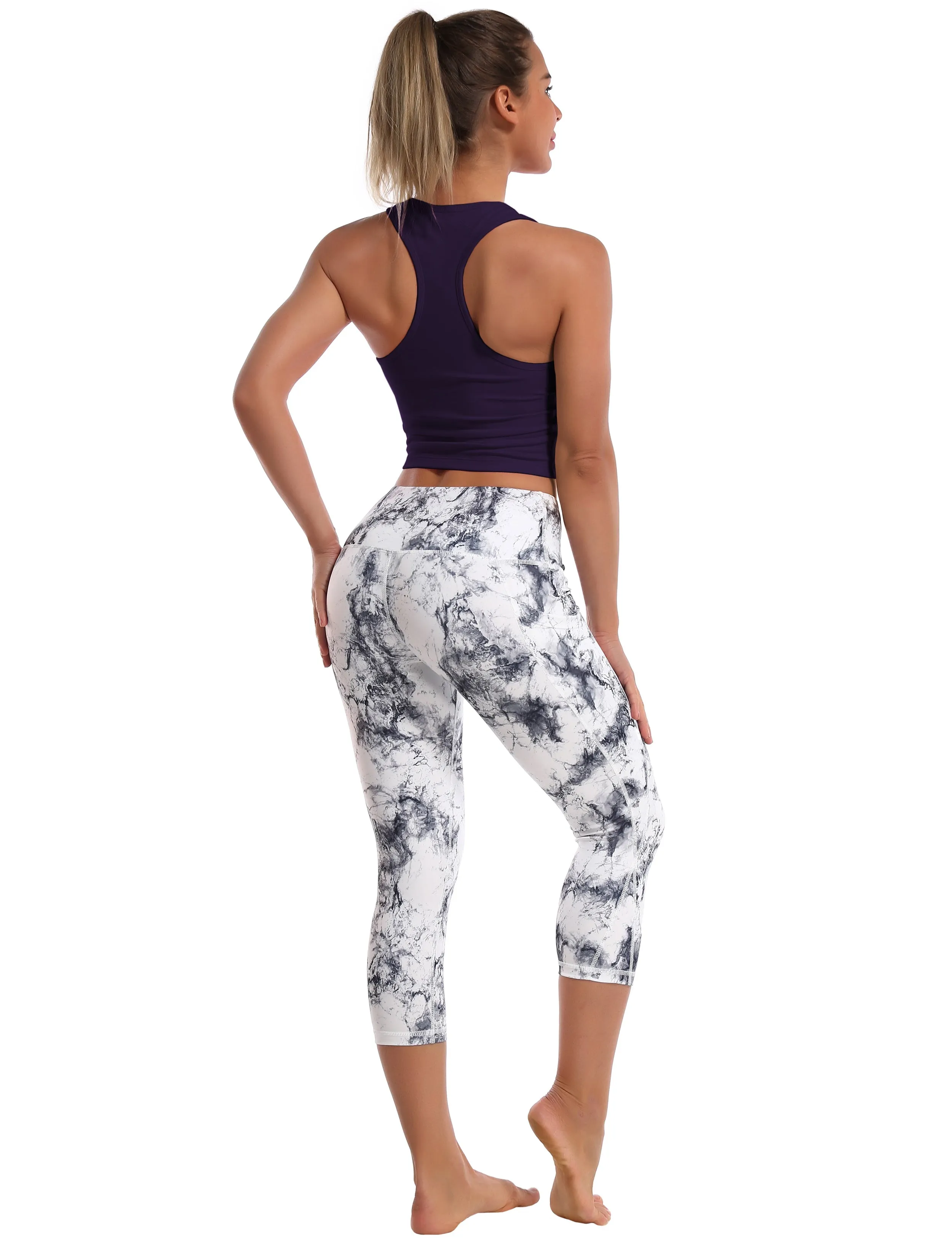 Racerback Athletic Crop Tank Tops midnightblue_Biking