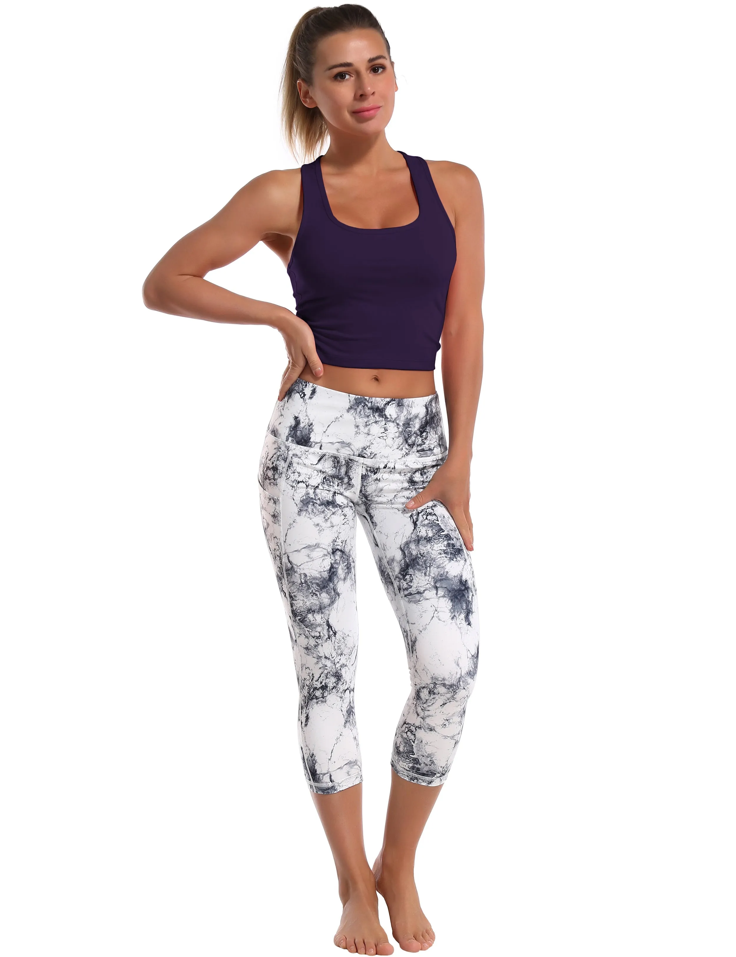 Racerback Athletic Crop Tank Tops midnightblue_Biking