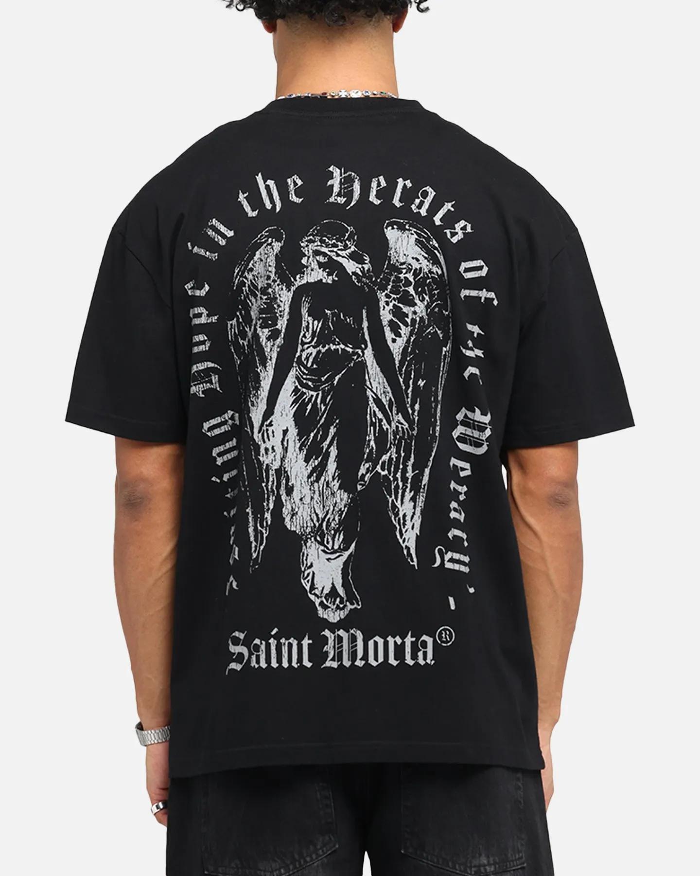 Saint Morta Weiry Hearts Boxy T-Shirt Black