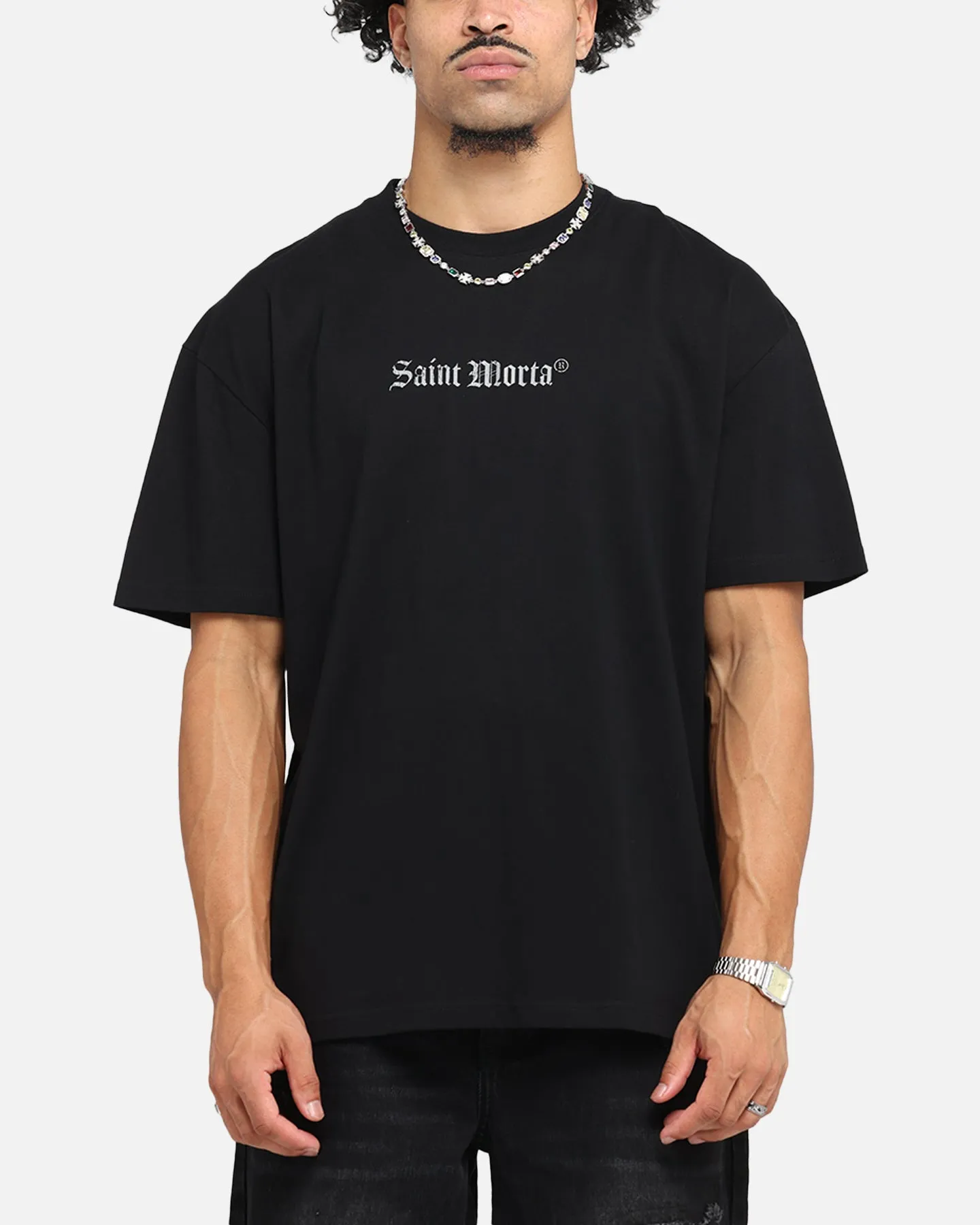 Saint Morta Weiry Hearts Boxy T-Shirt Black