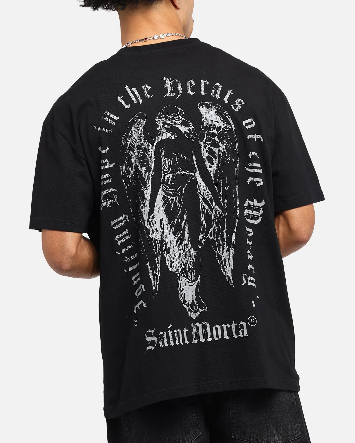 Saint Morta Weiry Hearts Boxy T-Shirt Black