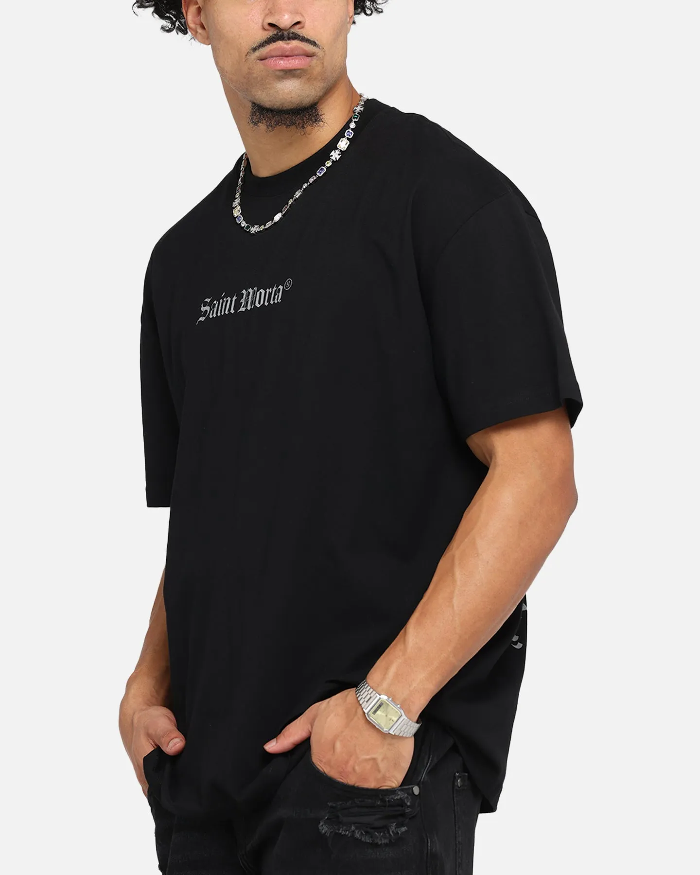 Saint Morta Weiry Hearts Boxy T-Shirt Black