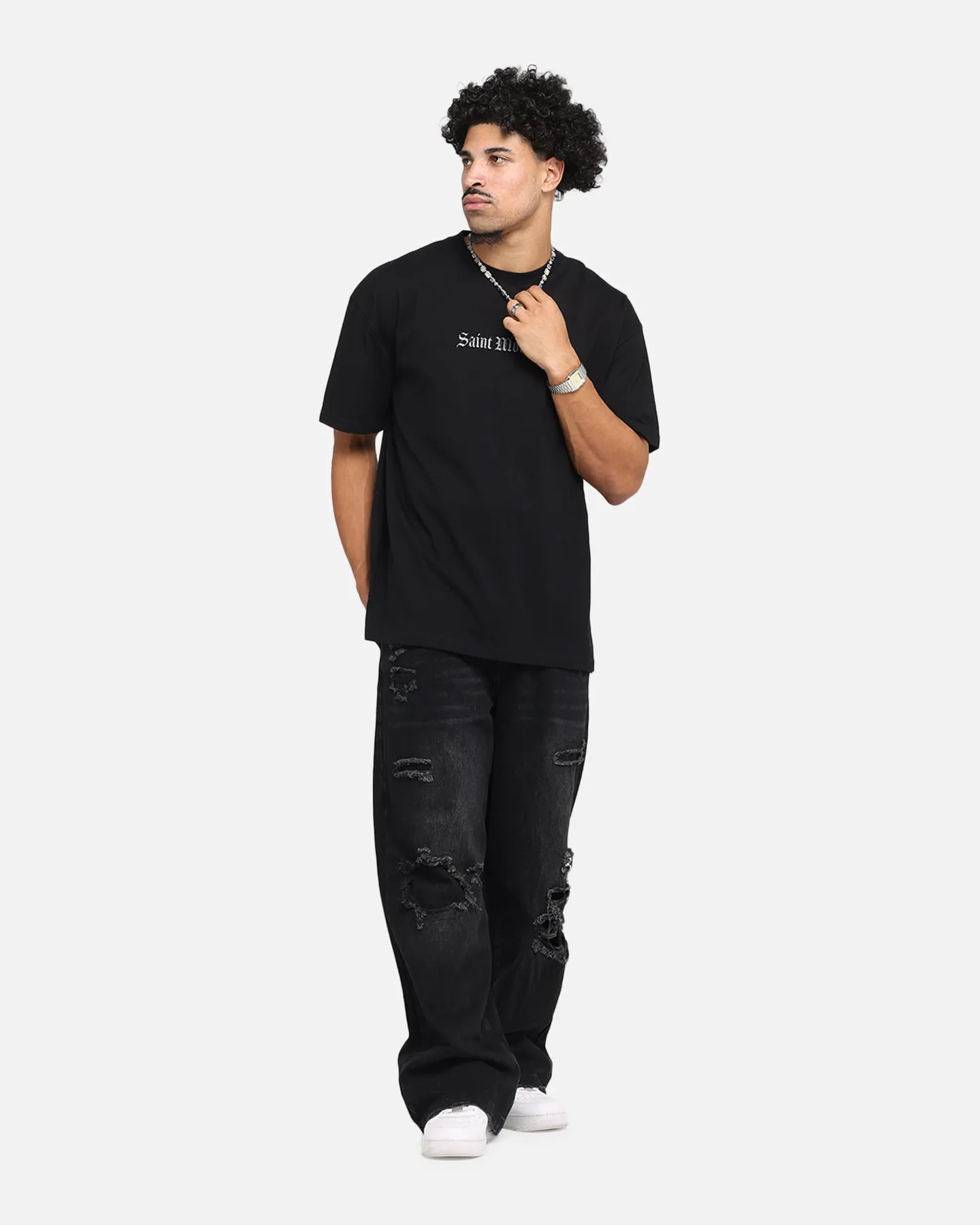 Saint Morta Weiry Hearts Boxy T-Shirt Black