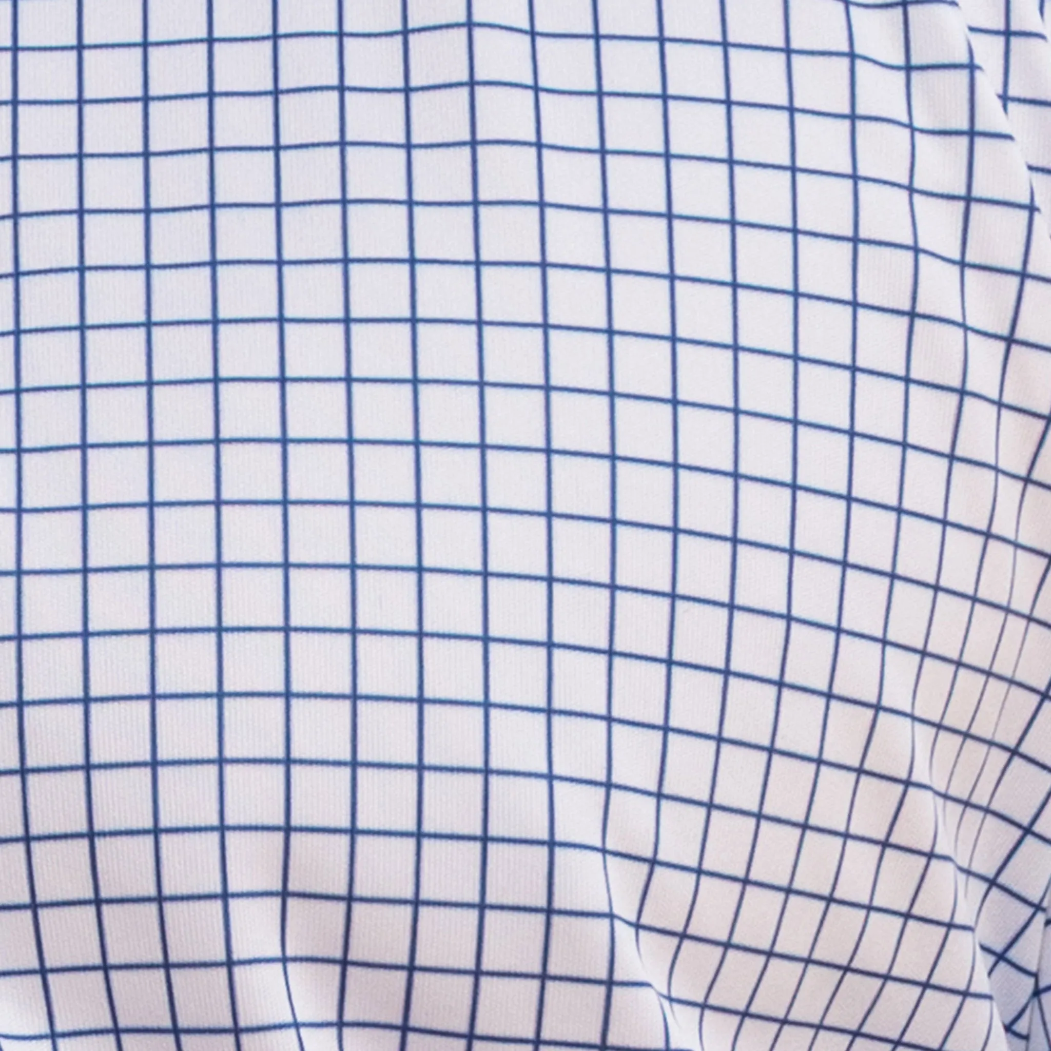 Semi-Spread Collar Thin Check Polo Navy
