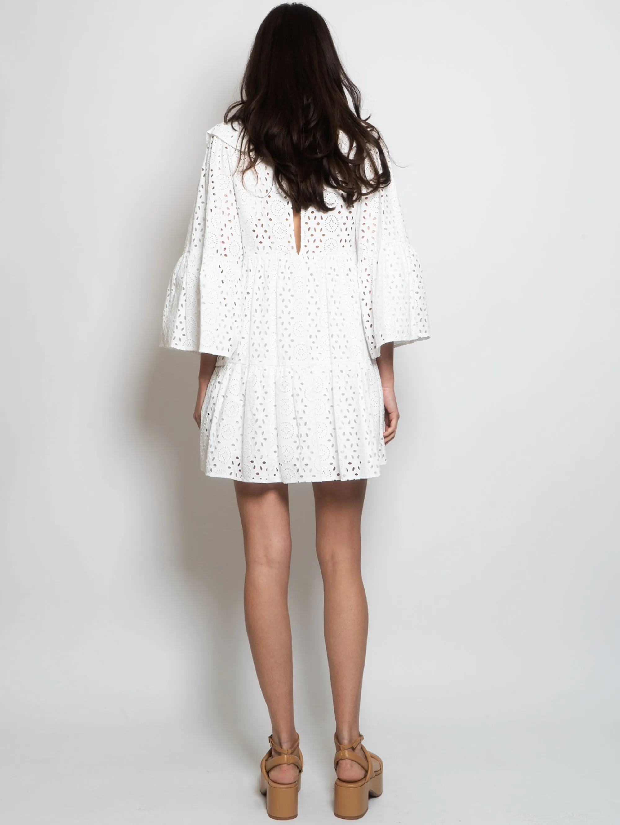 Short Dress in White Sangallo Lace