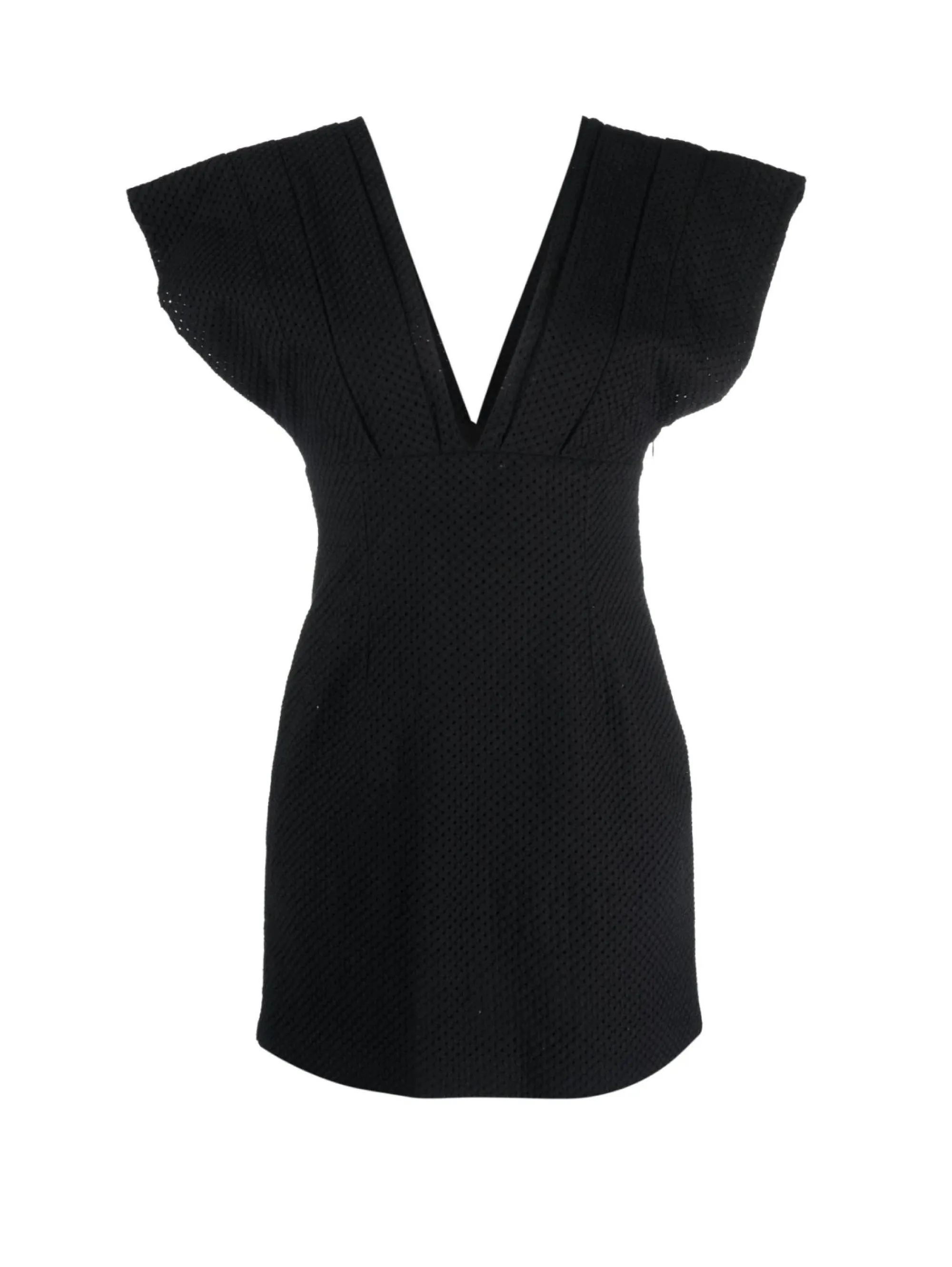 Short Dress with Black V-Neck