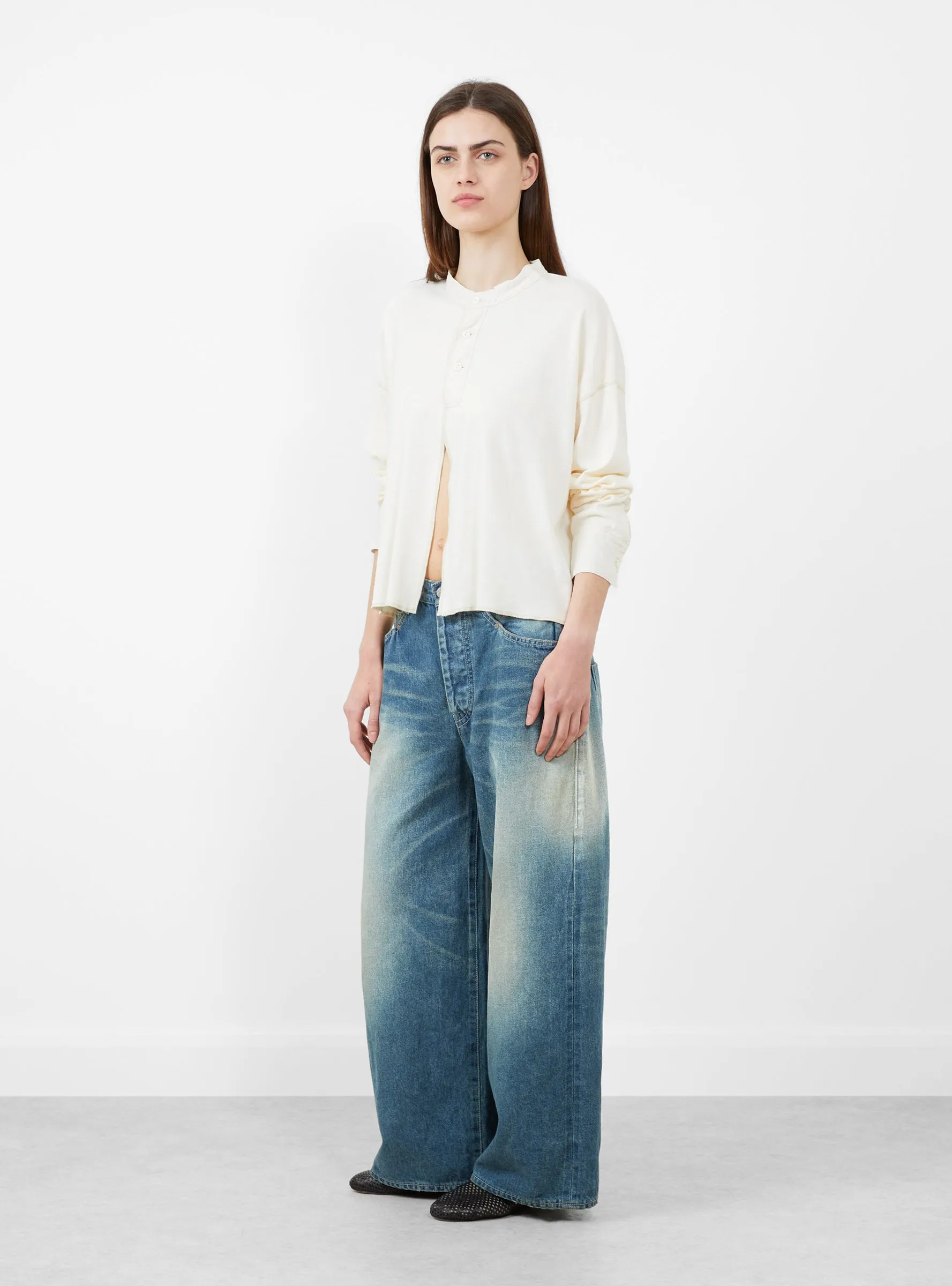 Short High Neck Cardigan Ivory