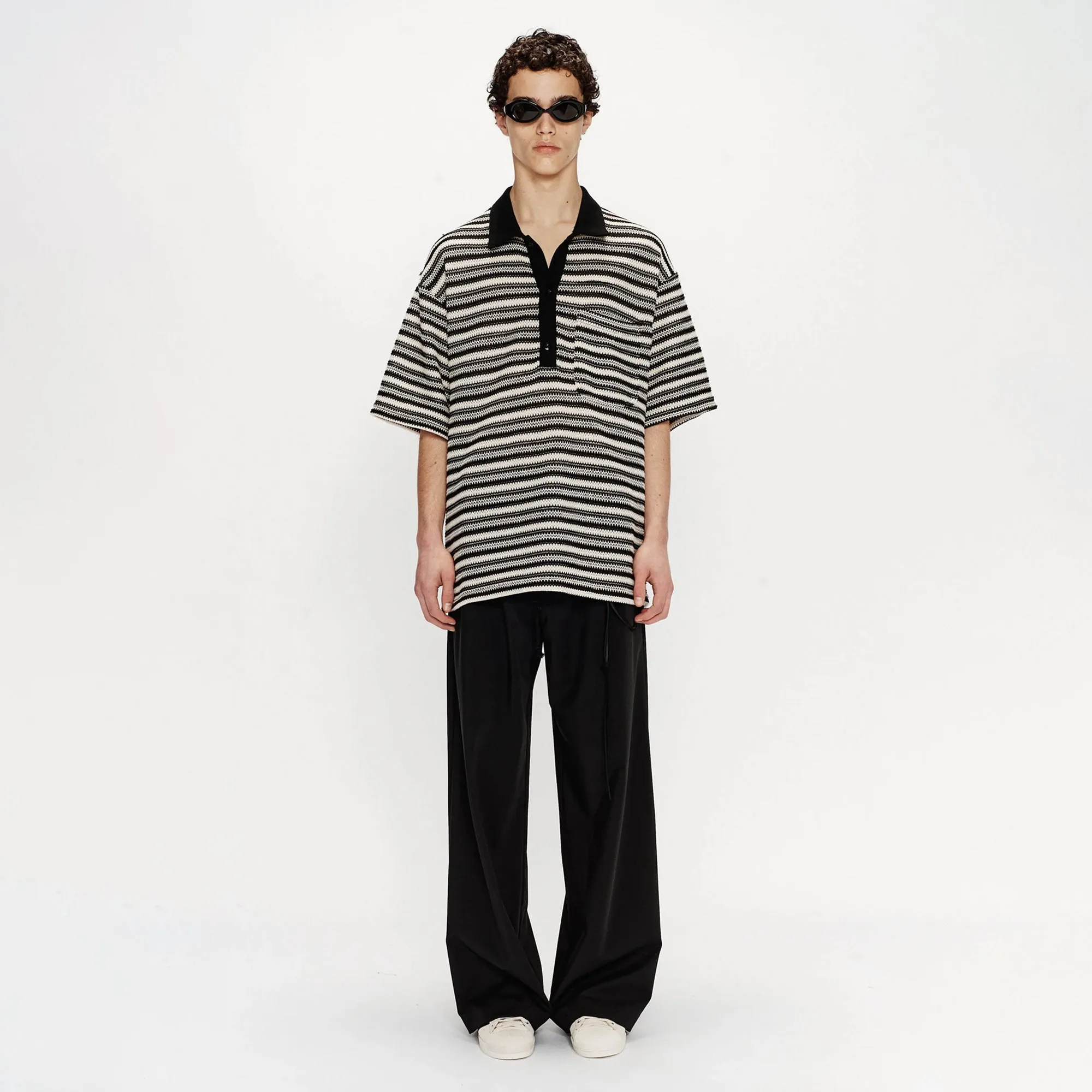 Song For The Mute Gym Polo Black/Yvory 251_MTS037_CRCHBLK