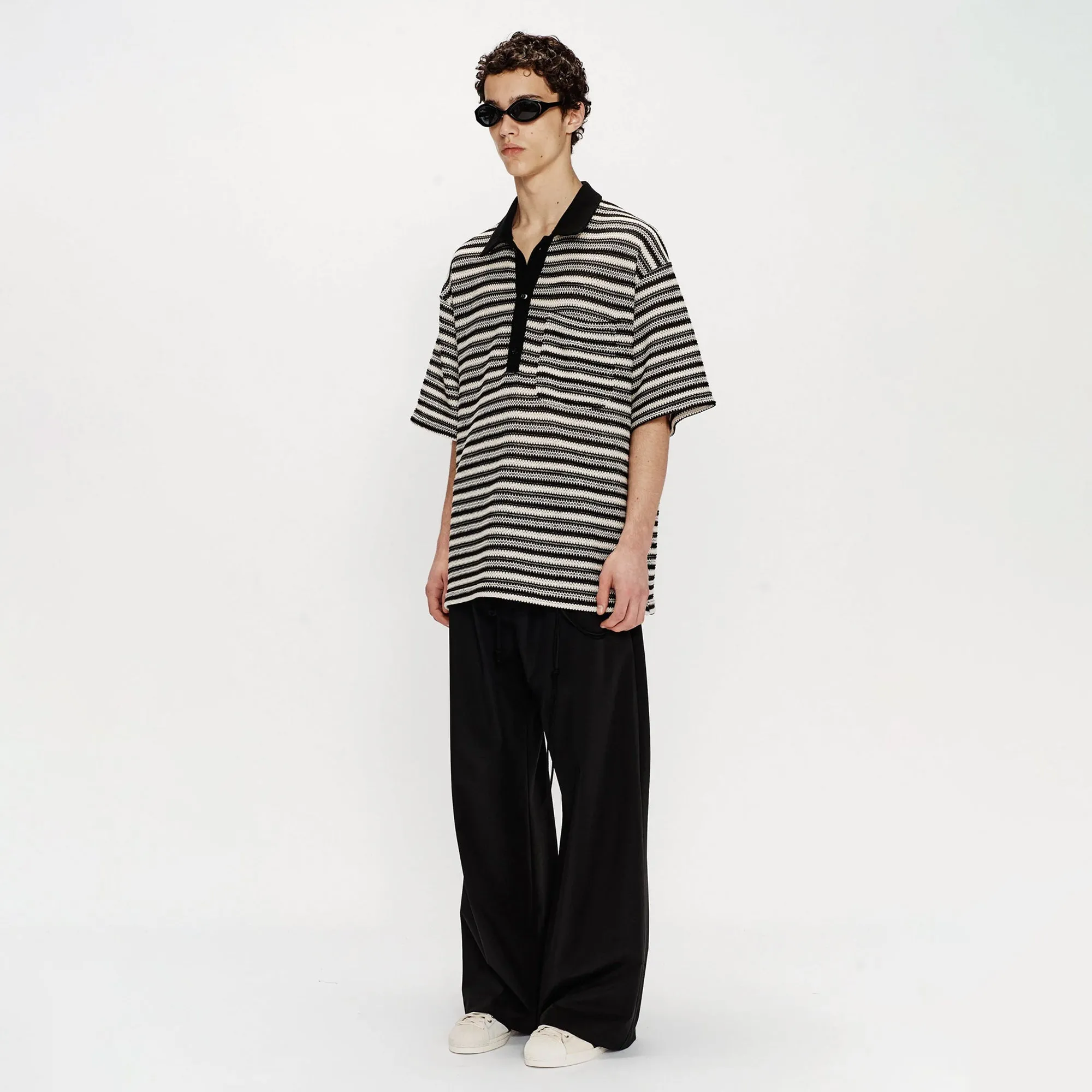 Song For The Mute Gym Polo Black/Yvory 251_MTS037_CRCHBLK