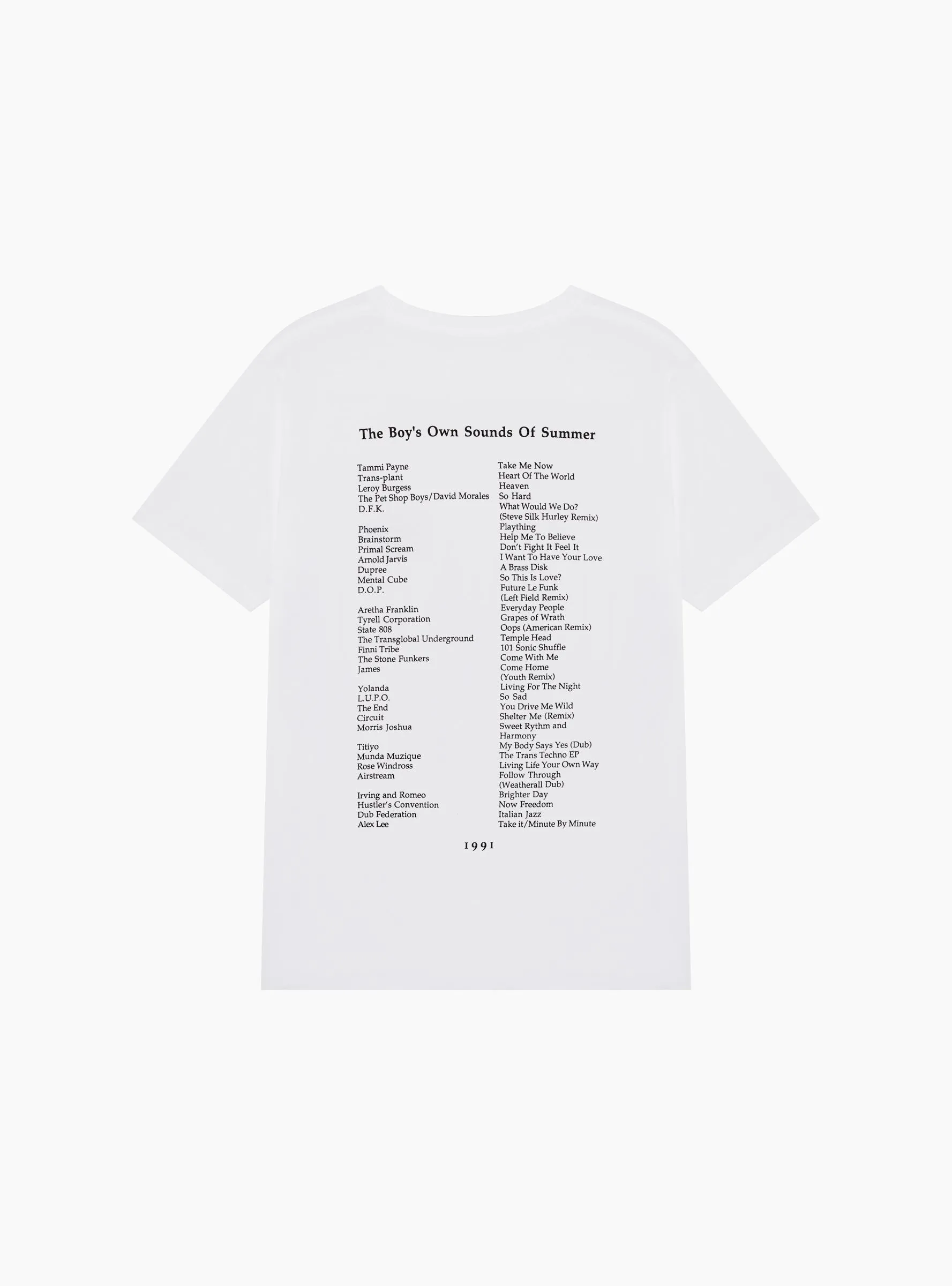Sounds of the Summer 1991 Playlist T-Shirt White