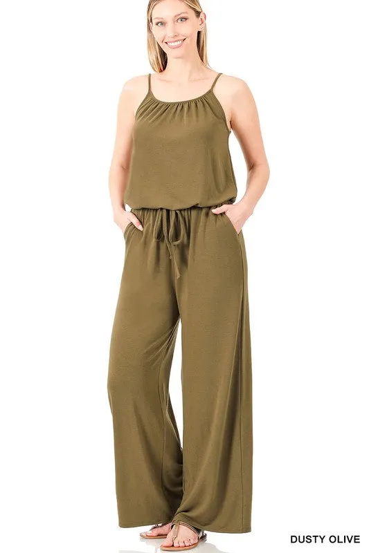 SPAGHETTI STRAP JUMPSUIT WITH POCKET