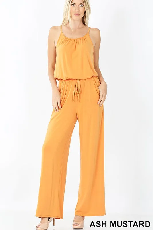 SPAGHETTI STRAP JUMPSUIT WITH POCKET