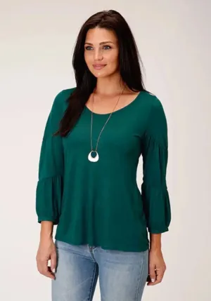 Stetson Jersey Knit Pull Over Blouse (Jade Green) - Women's Shirt