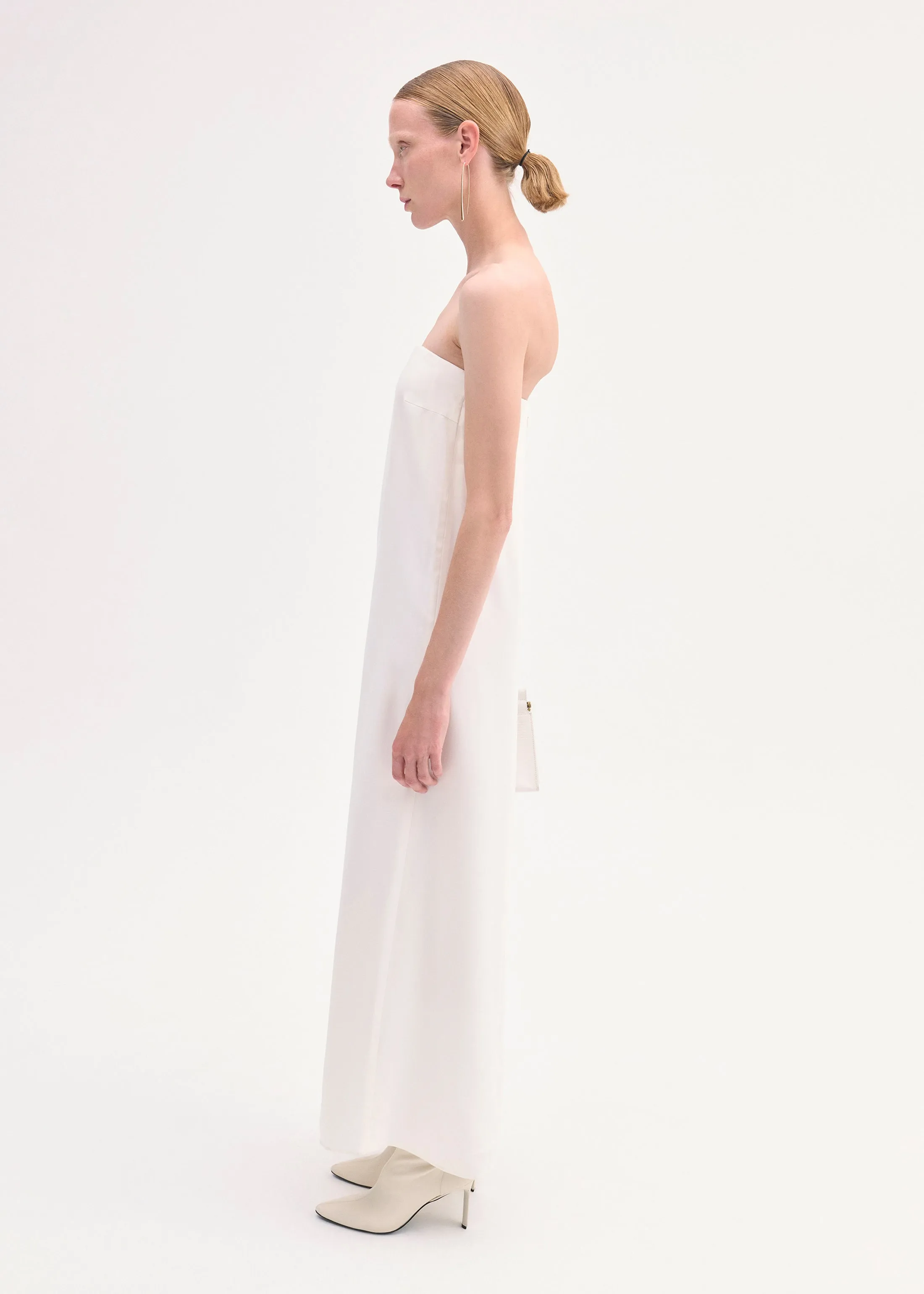 Strapless Column Dress in Viscose Crepe - Ivory