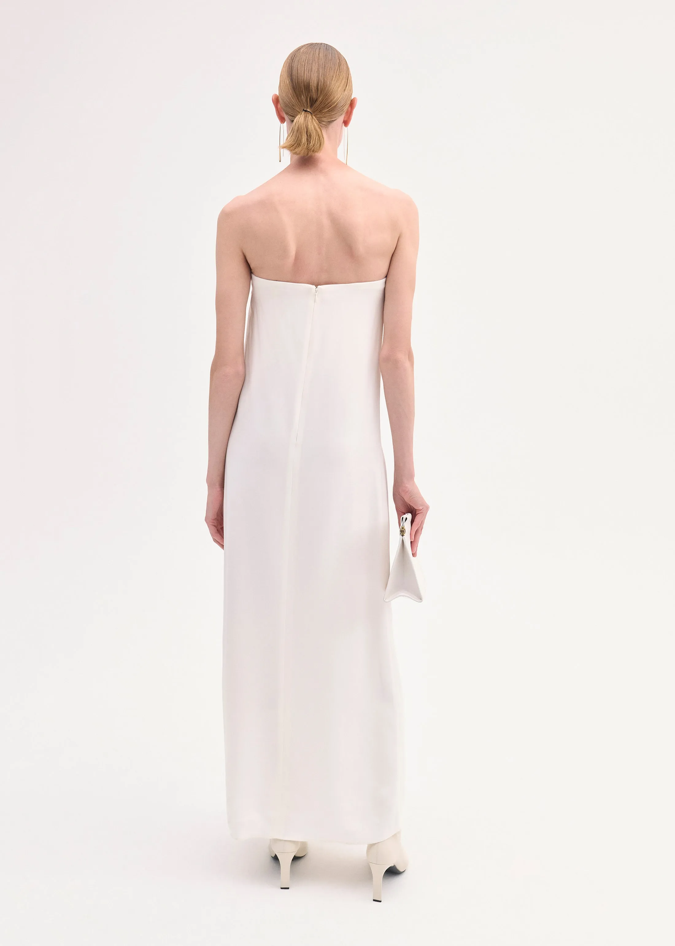 Strapless Column Dress in Viscose Crepe - Ivory