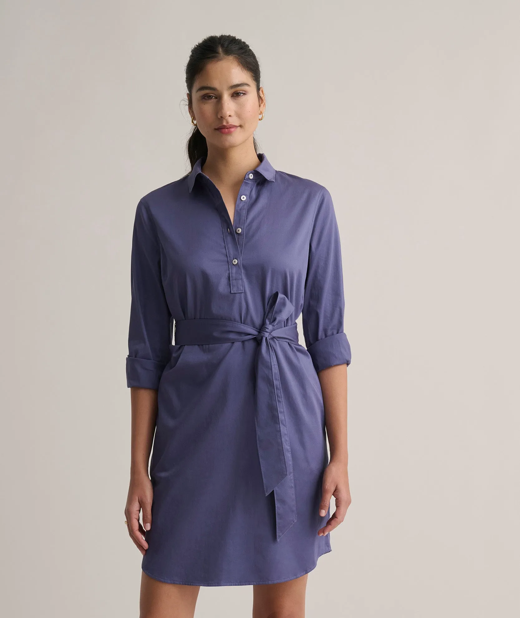 Stretch Cotton Popover Gracie Shirt Dress