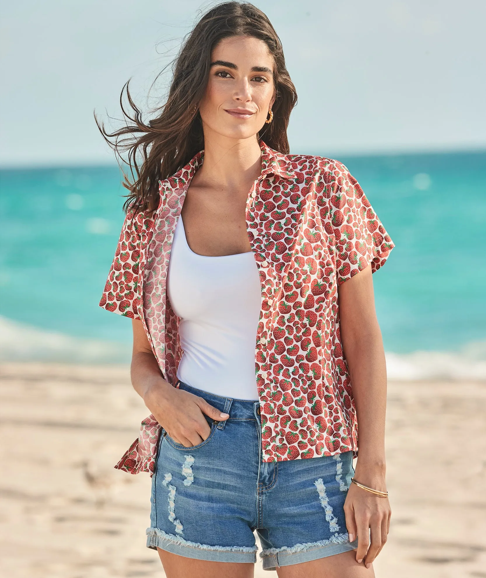 Stretch Cotton Short-Sleeve Jaime Shirt