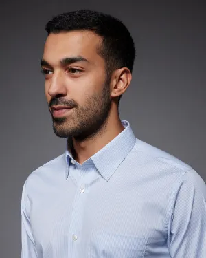 Stretch Cotton Striped Shirt - Blue & White