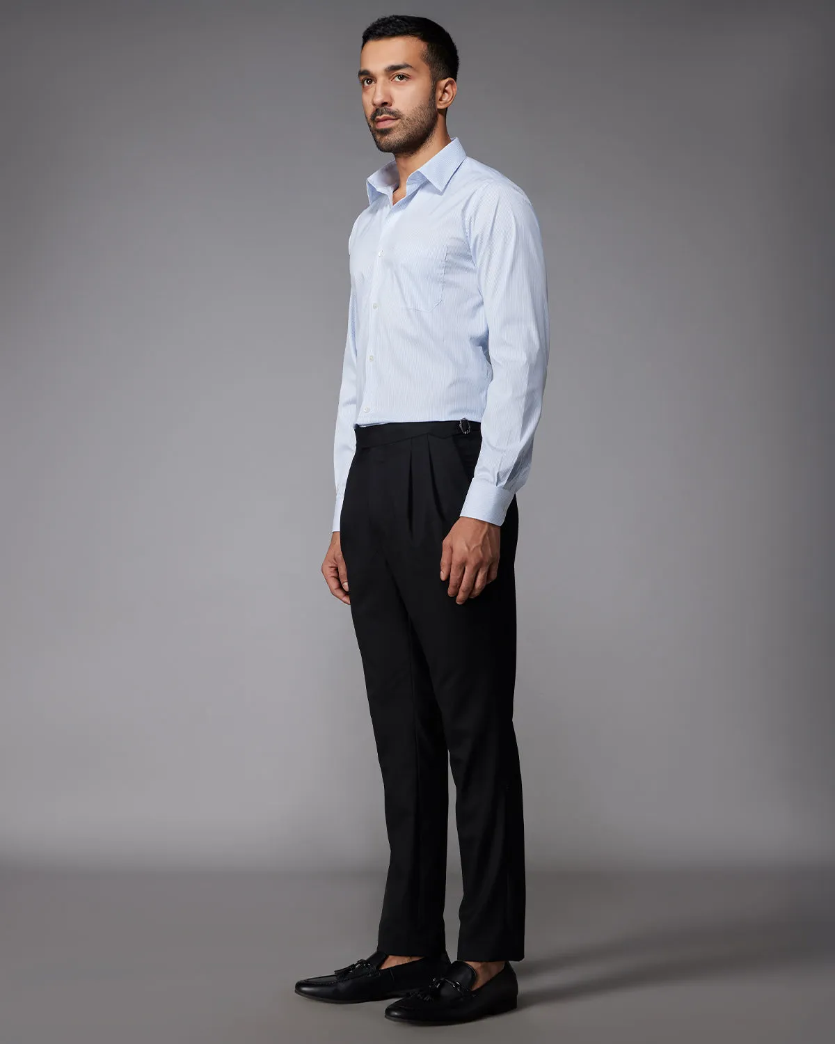Stretch Cotton Striped Shirt - Blue & White