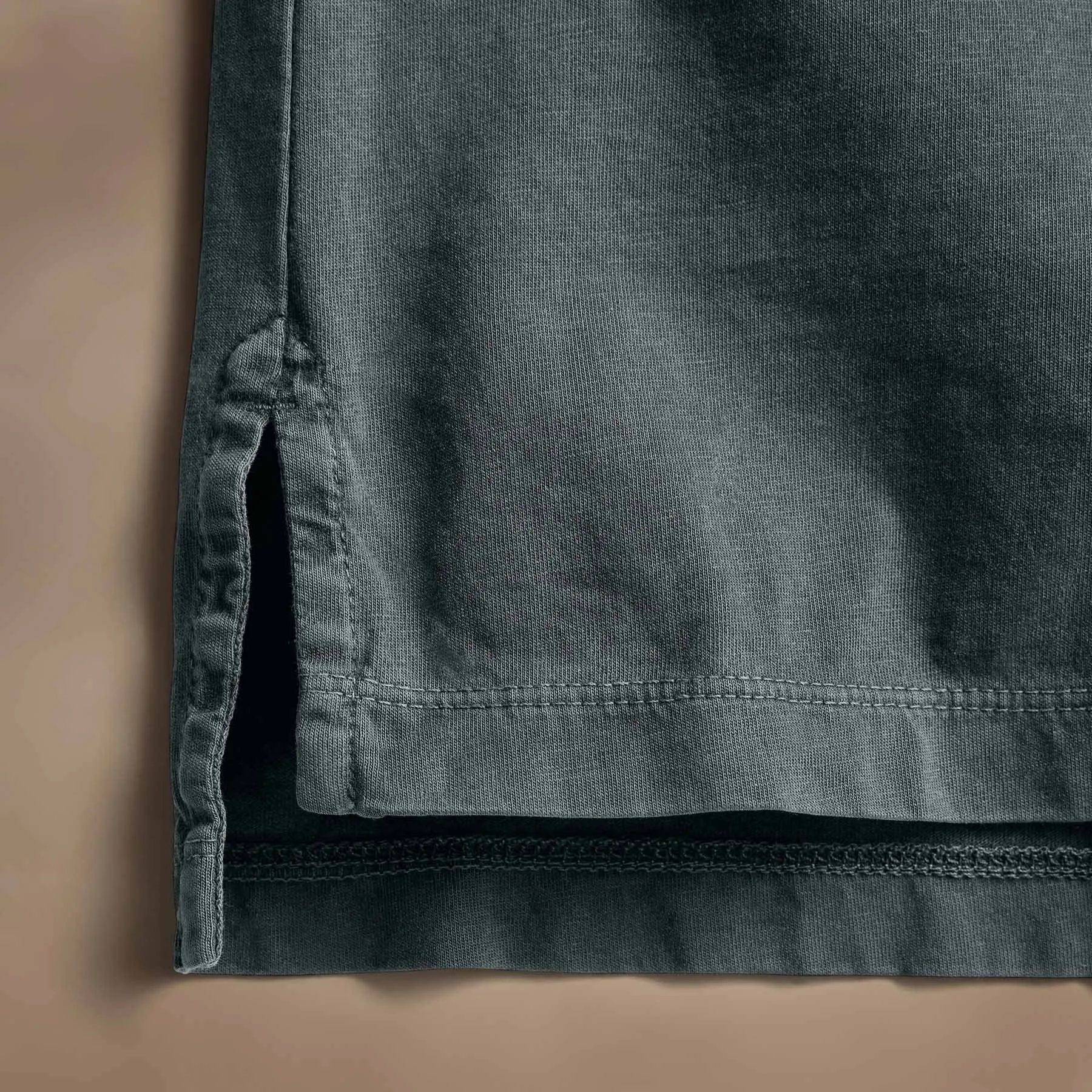 Sueded Jersey Polo - Asphalt Pigment