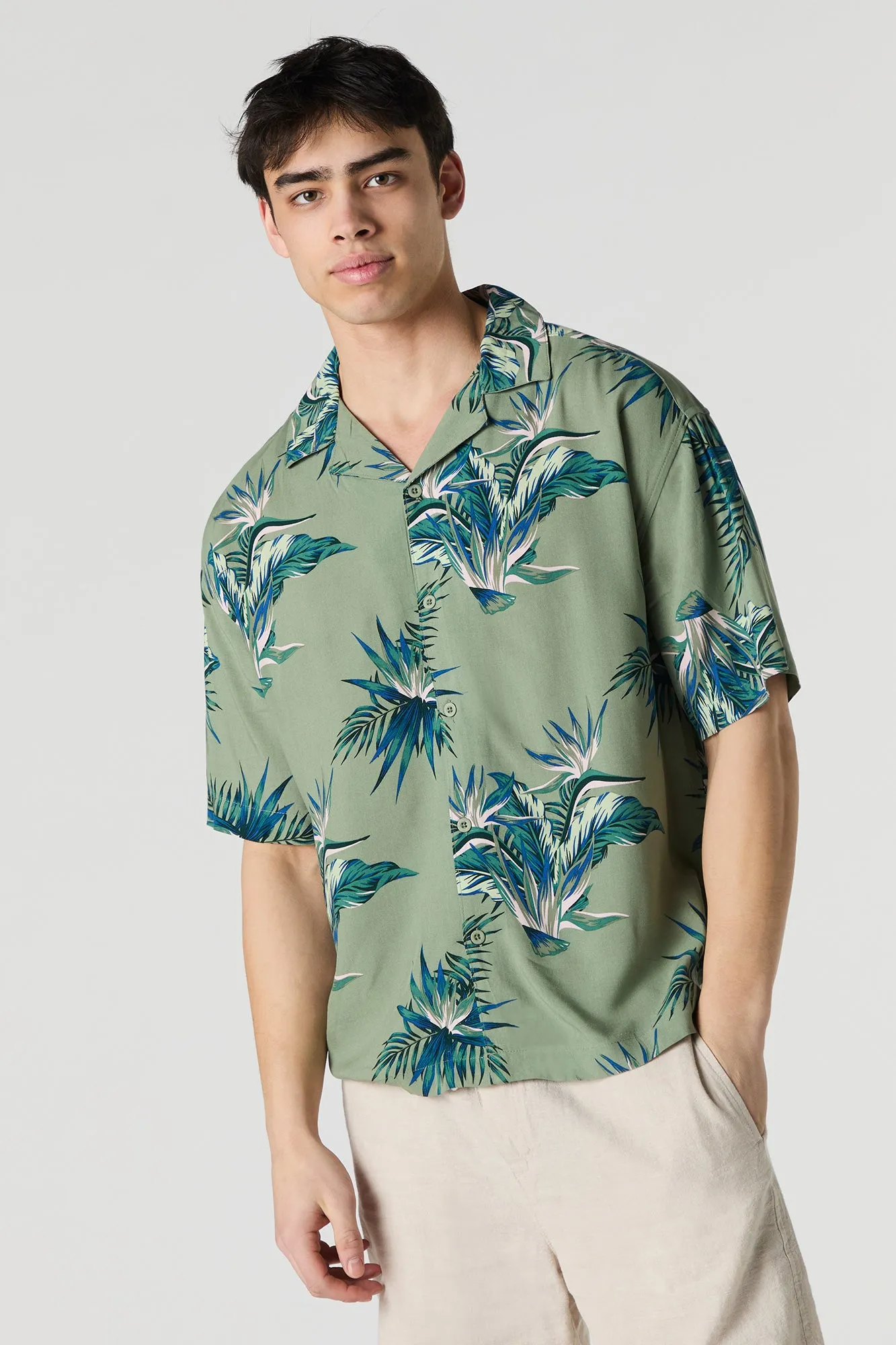 Summer Vibes Print Button-Up Top