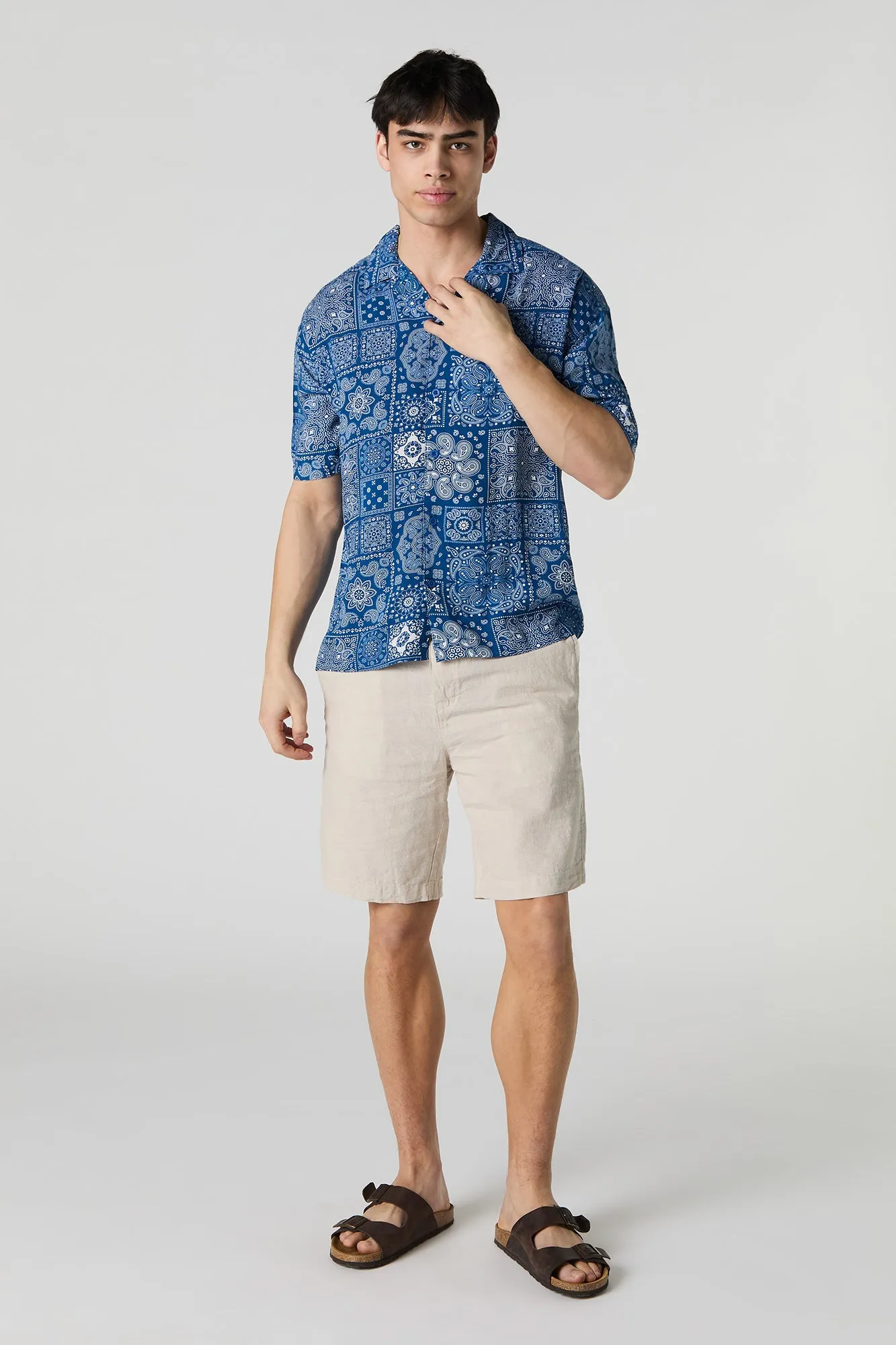 Summer Vibes Print Button-Up Top
