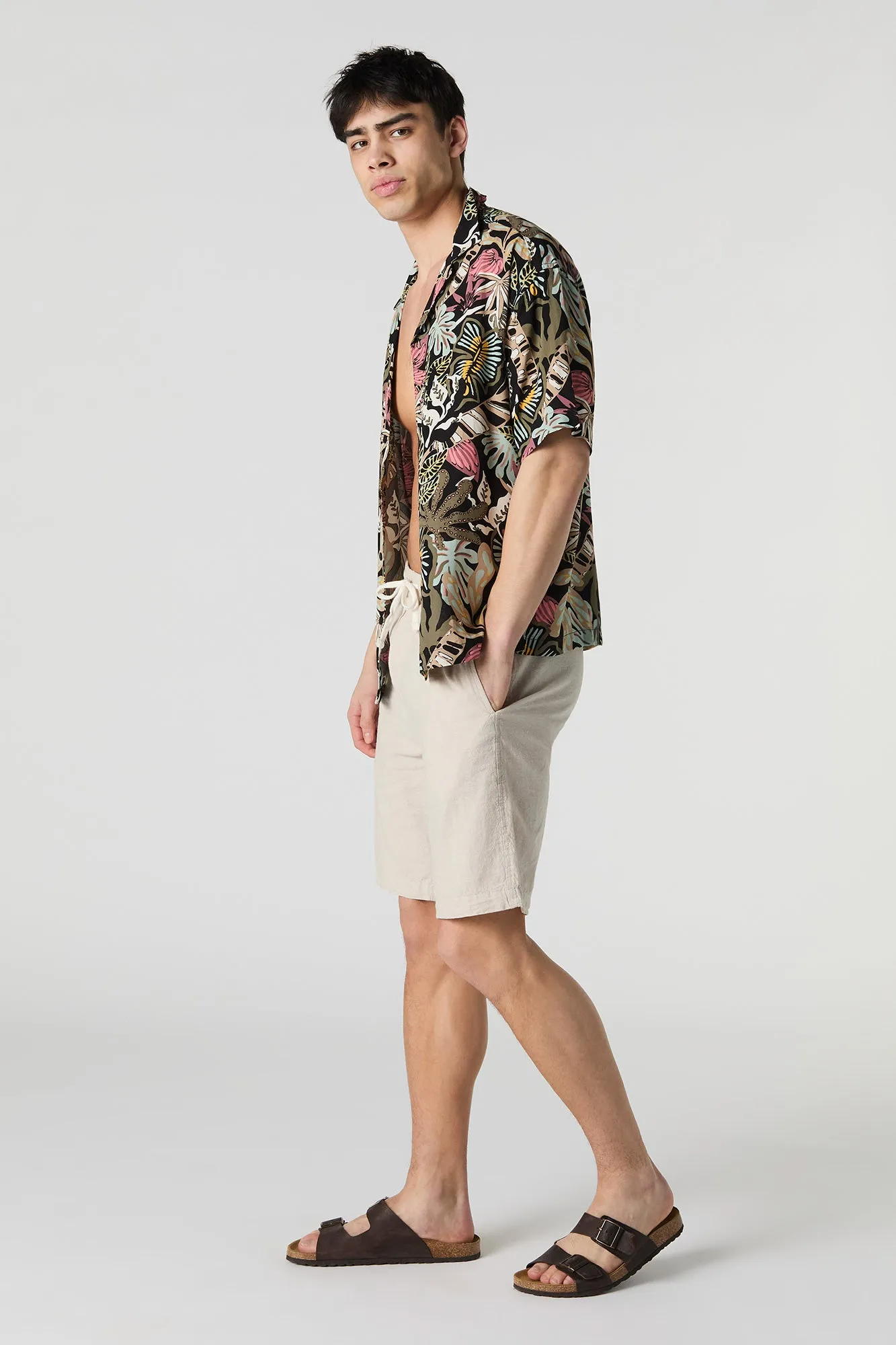 Summer Vibes Print Button-Up Top