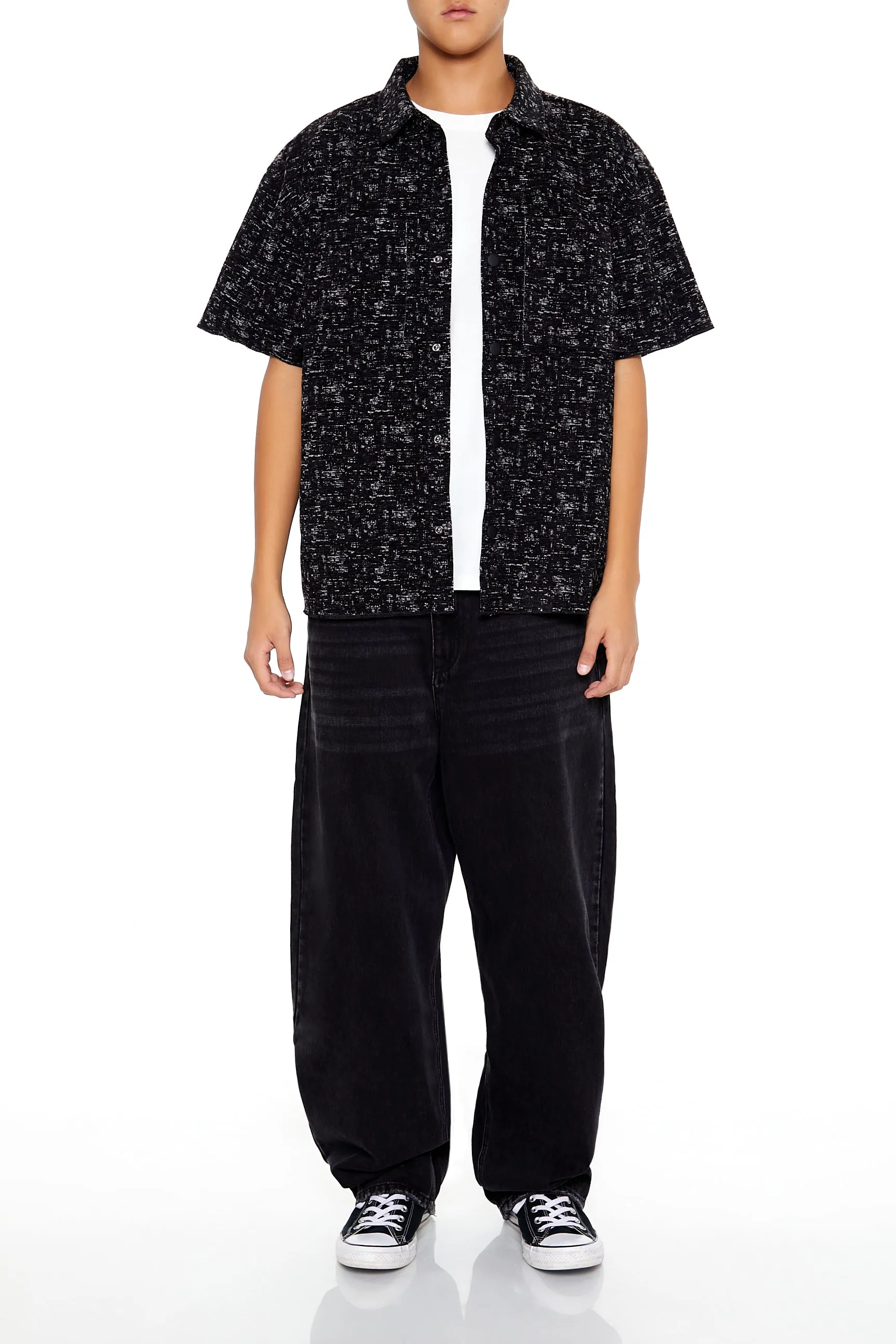 Textured Boucle Knit Button-Up Top