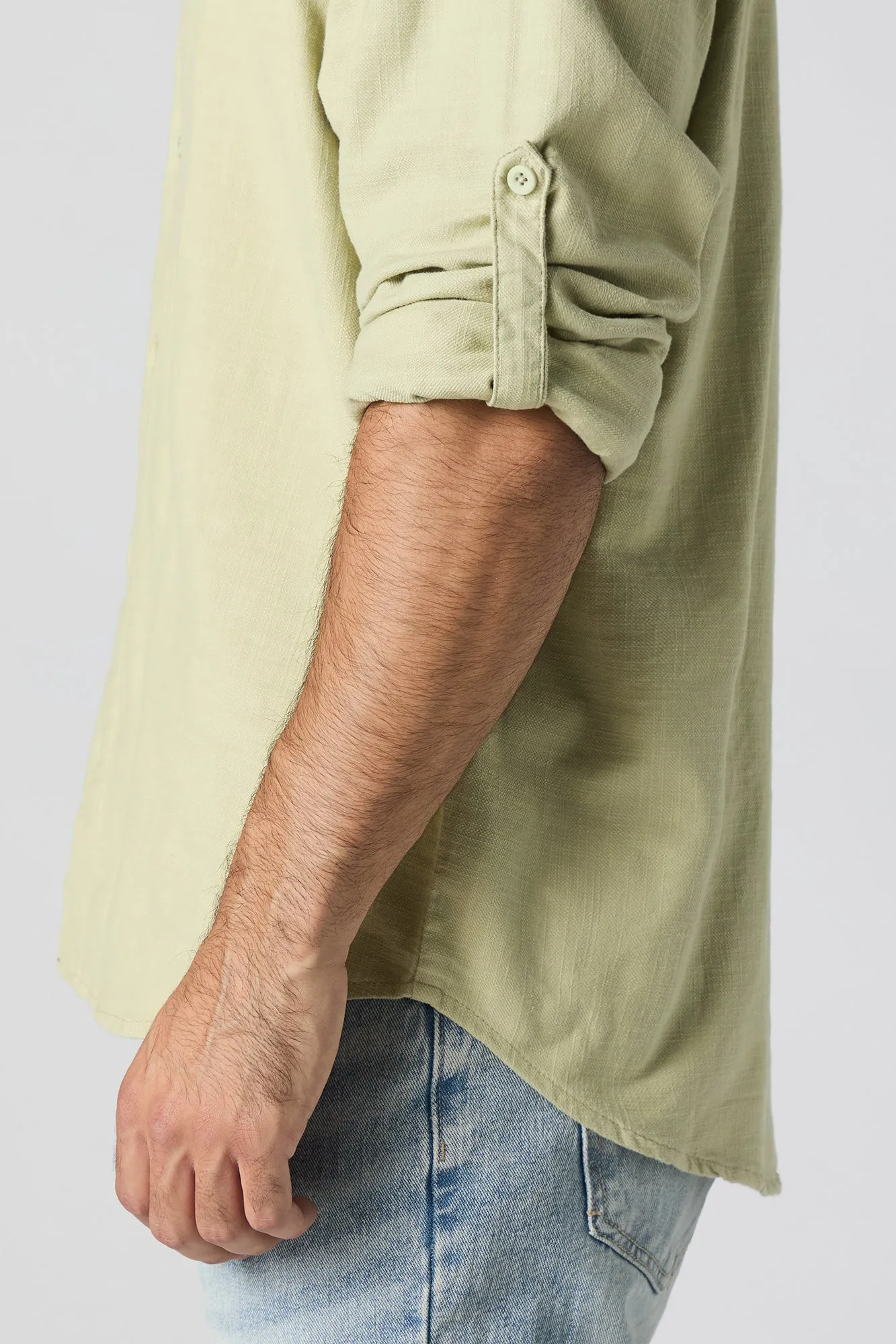 Textured Button-Up Long Sleeve Top