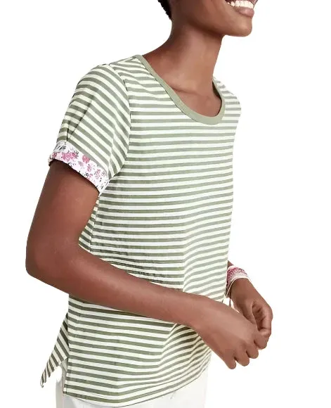 TLA Ringer Stripe Rolled Up Short Sleeve Tee