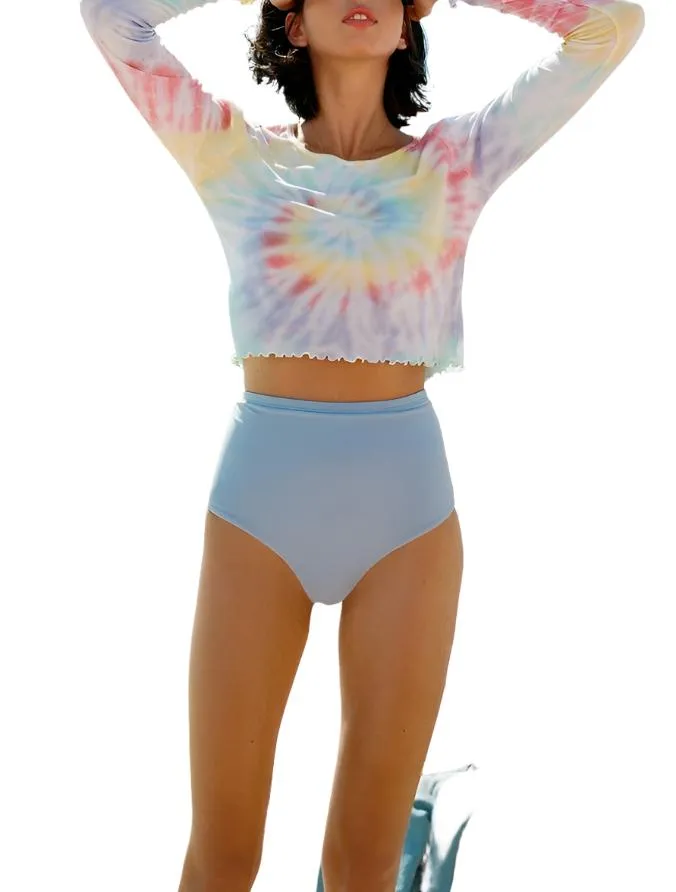 TMD Tie Dye Floral Long Sleeve Crop