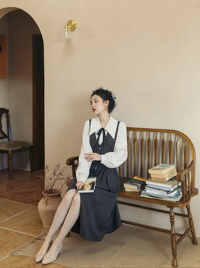 Traveller's Pinstripe Pinafore Set (3 Colors)