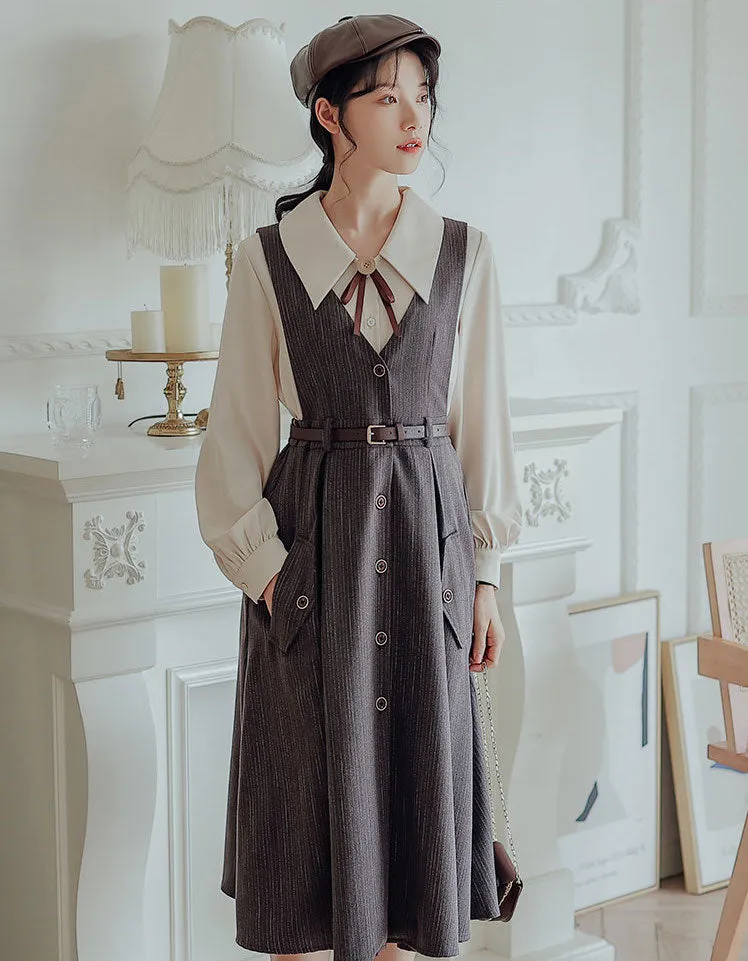 Traveller's Pinstripe Pinafore Set (3 Colors)