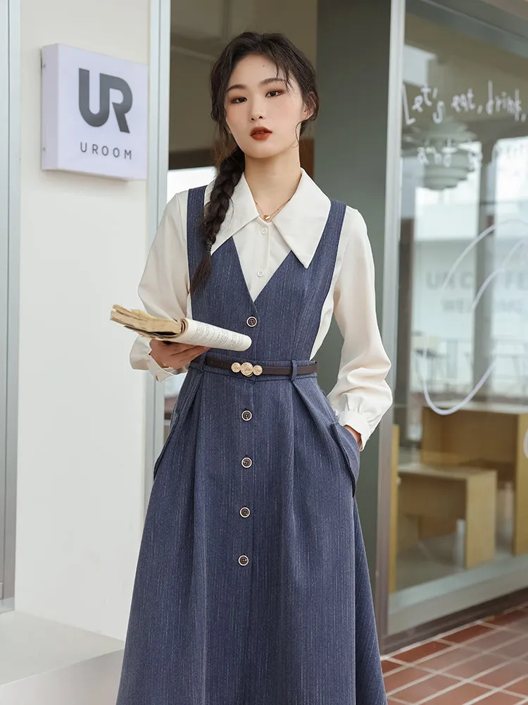 Traveller's Pinstripe Pinafore Set (3 Colors)