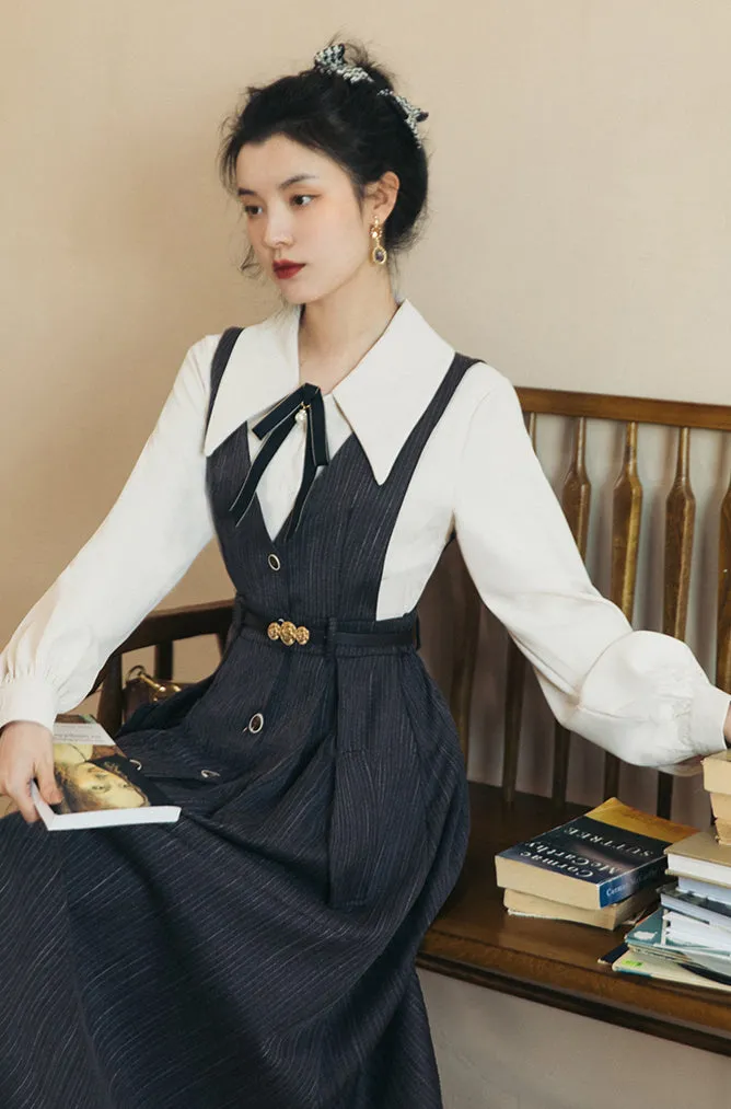 Traveller's Pinstripe Pinafore Set (3 Colors)