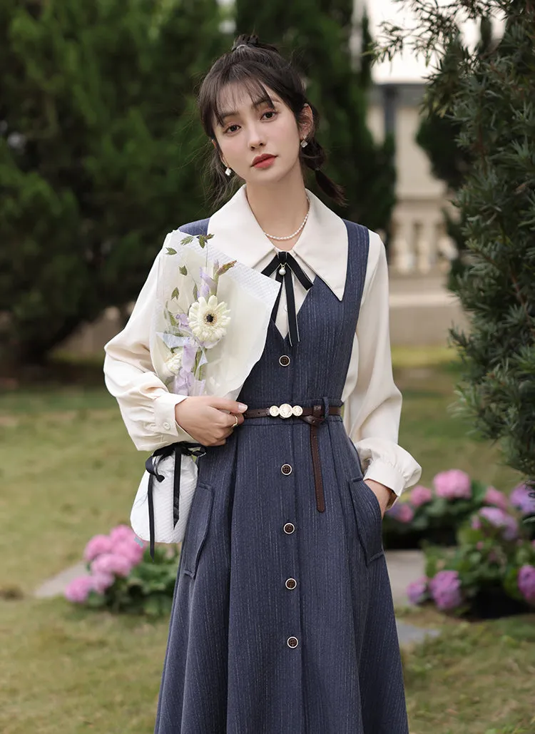 Traveller's Pinstripe Pinafore Set (3 Colors)