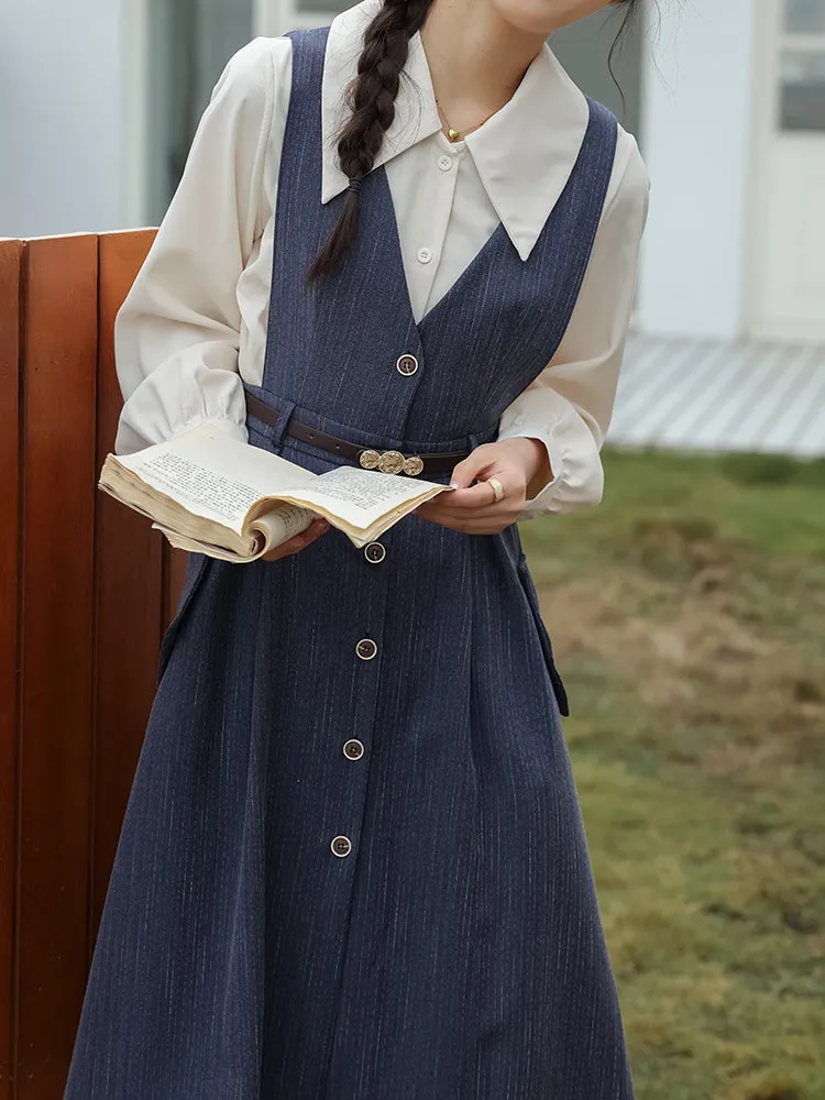 Traveller's Pinstripe Pinafore Set (3 Colors)