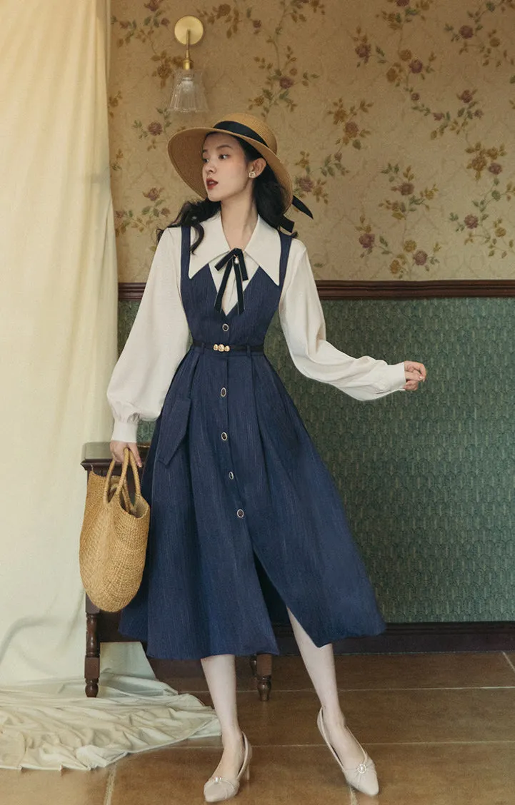 Traveller's Pinstripe Pinafore Set (3 Colors)