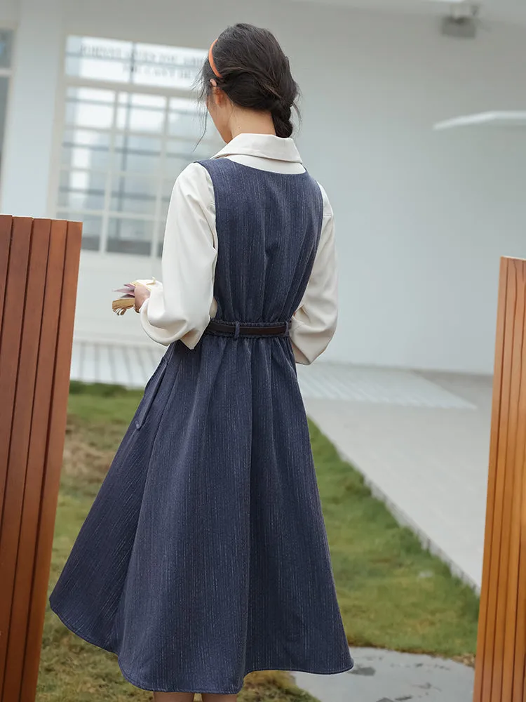 Traveller's Pinstripe Pinafore Set (3 Colors)