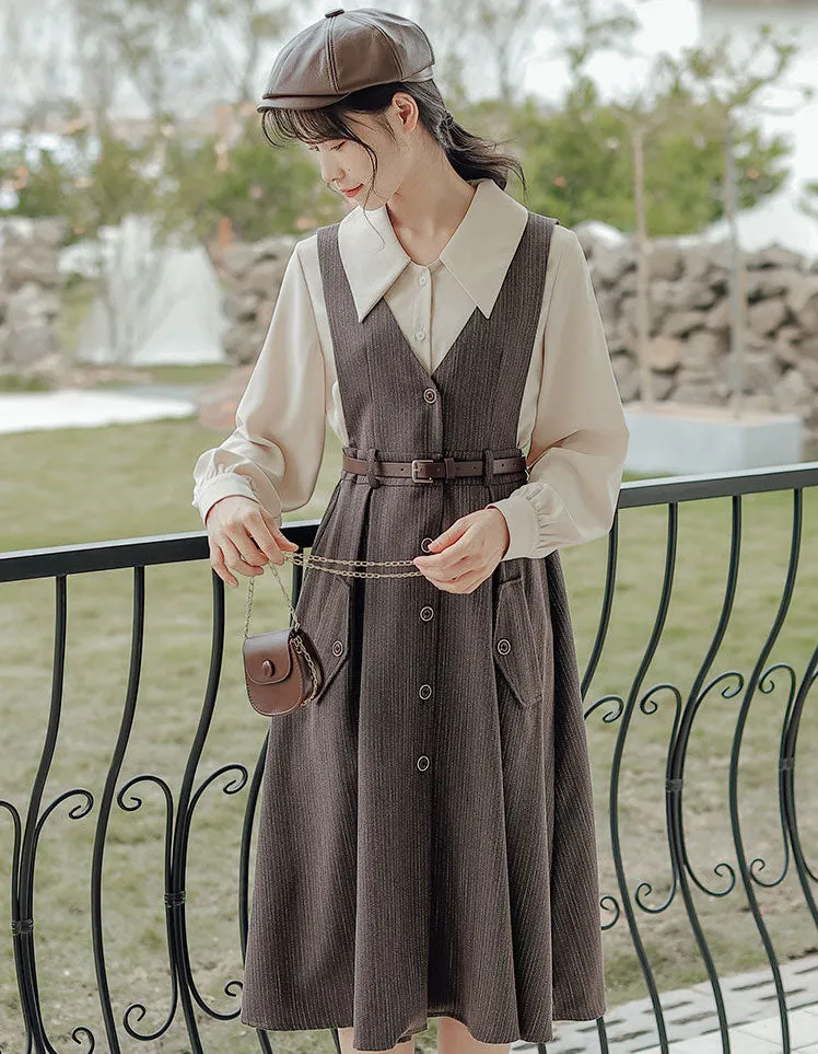 Traveller's Pinstripe Pinafore Set (3 Colors)