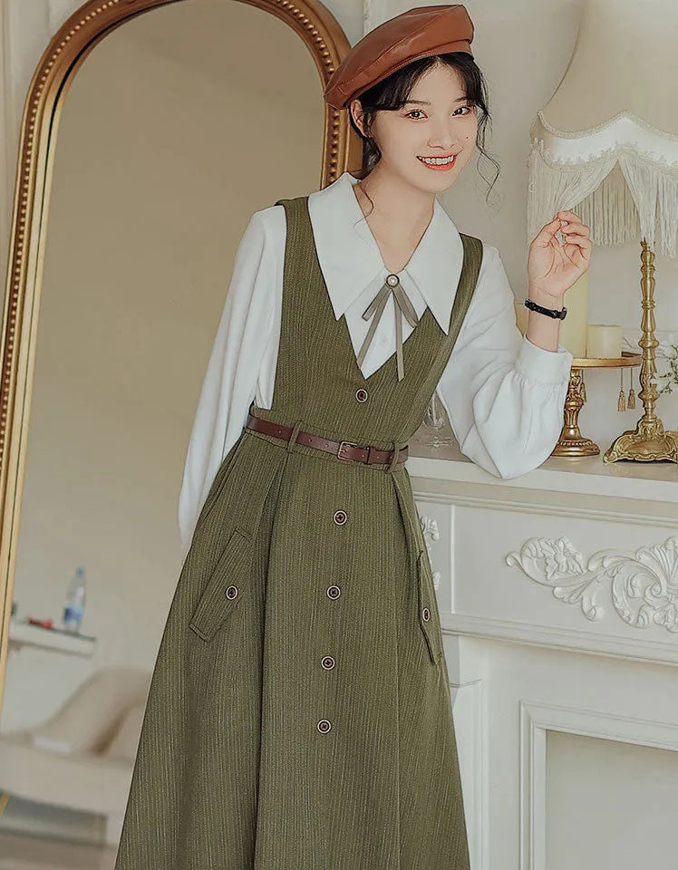 Traveller's Pinstripe Pinafore Set (3 Colors)