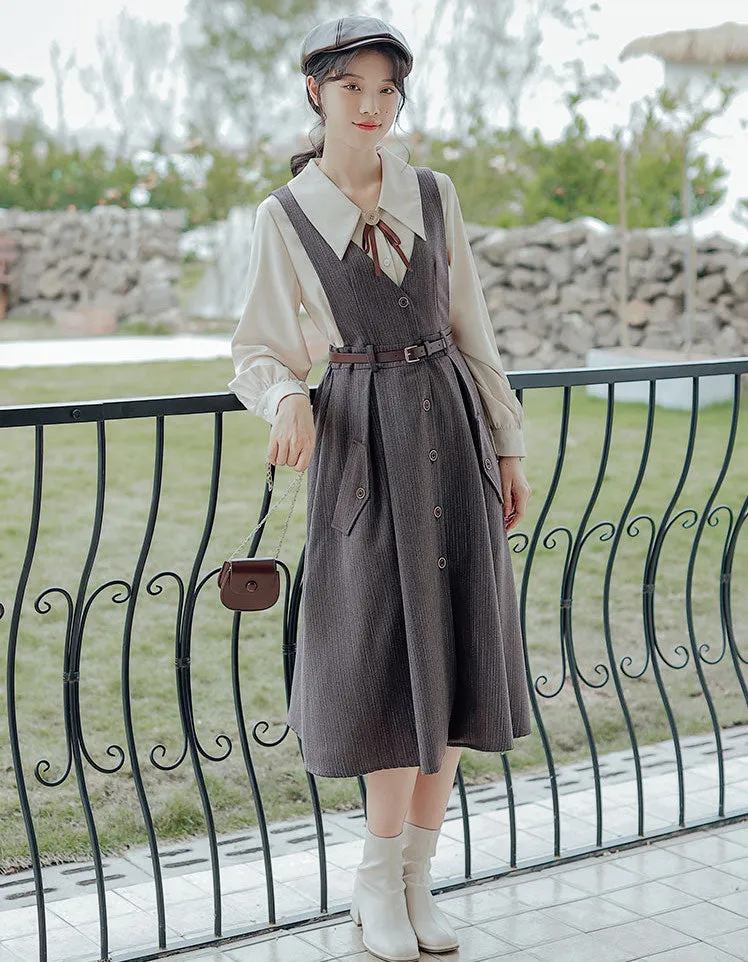 Traveller's Pinstripe Pinafore Set (3 Colors)