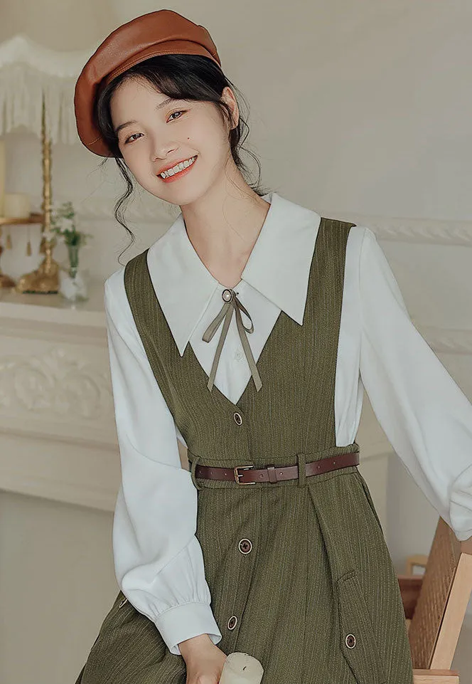 Traveller's Pinstripe Pinafore Set (3 Colors)