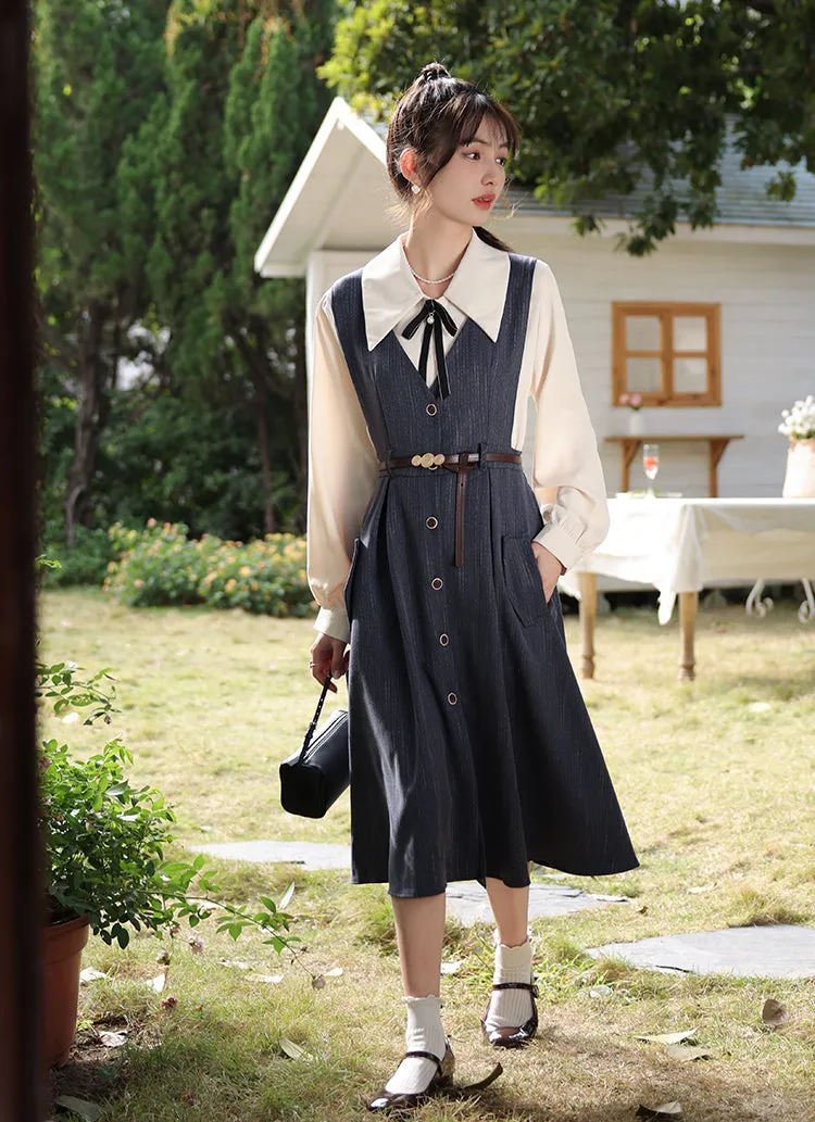 Traveller's Pinstripe Pinafore Set (3 Colors)
