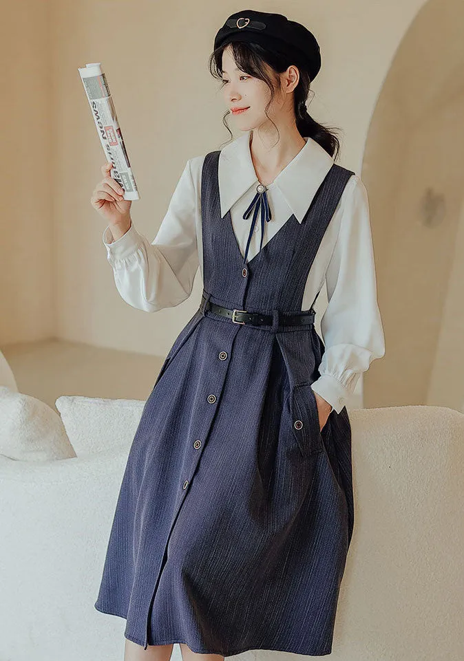 Traveller's Pinstripe Pinafore Set (3 Colors)