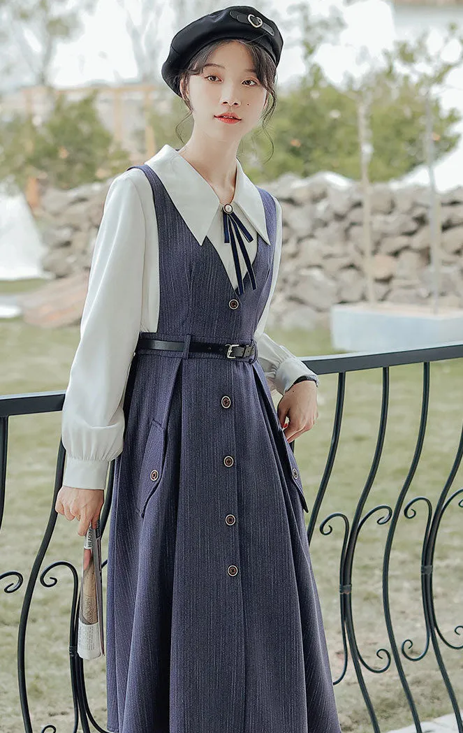 Traveller's Pinstripe Pinafore Set (3 Colors)